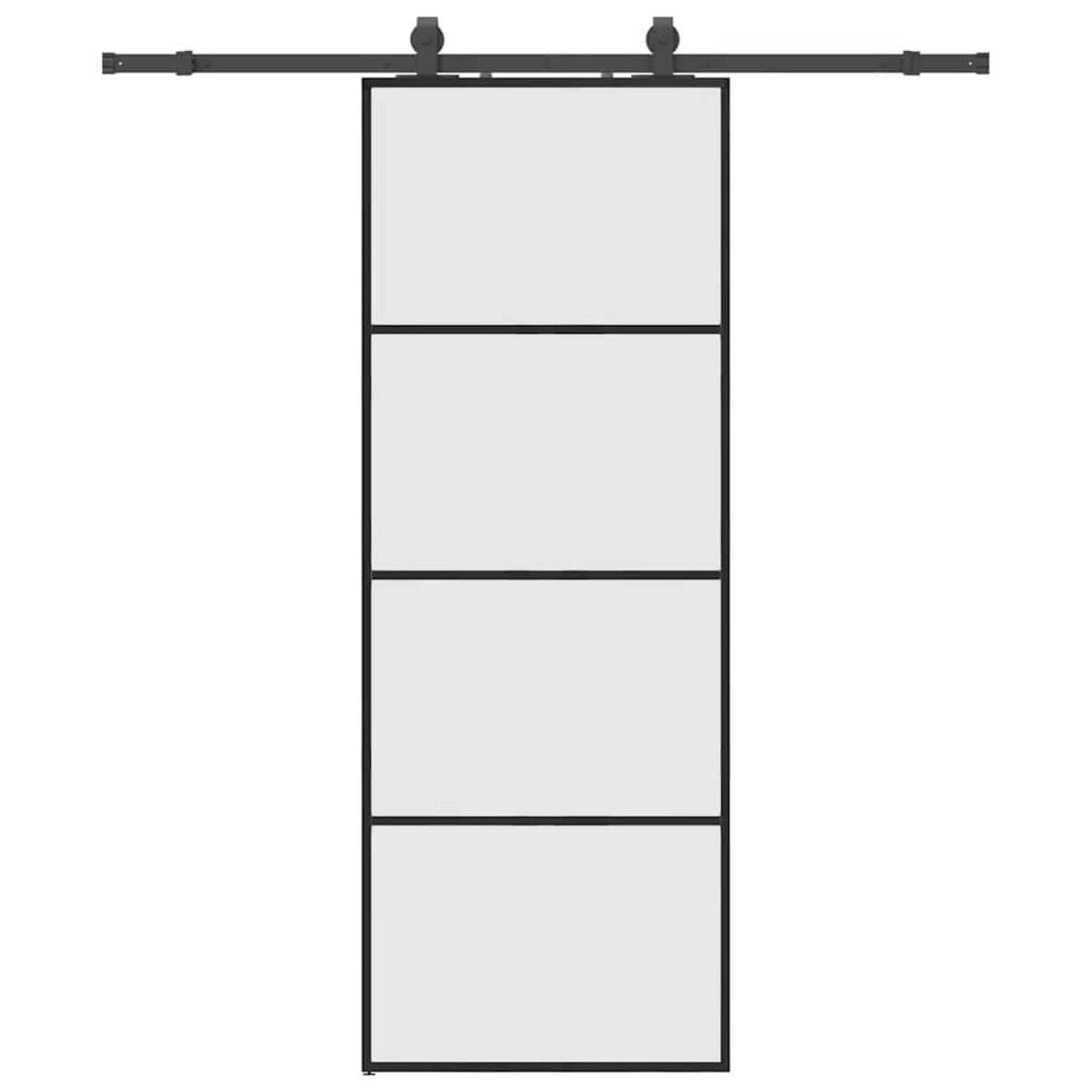VIDAXL Porte coulissante kit de quincaillerie noir 76x205 cm verre ESG