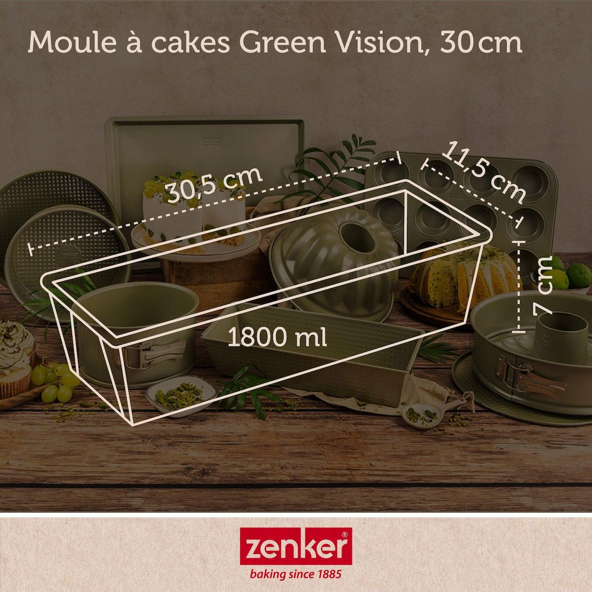 ZENKER Set pâtisserie avec moule à cake 30 cm, 2 bols à mixer et spatule Zenker