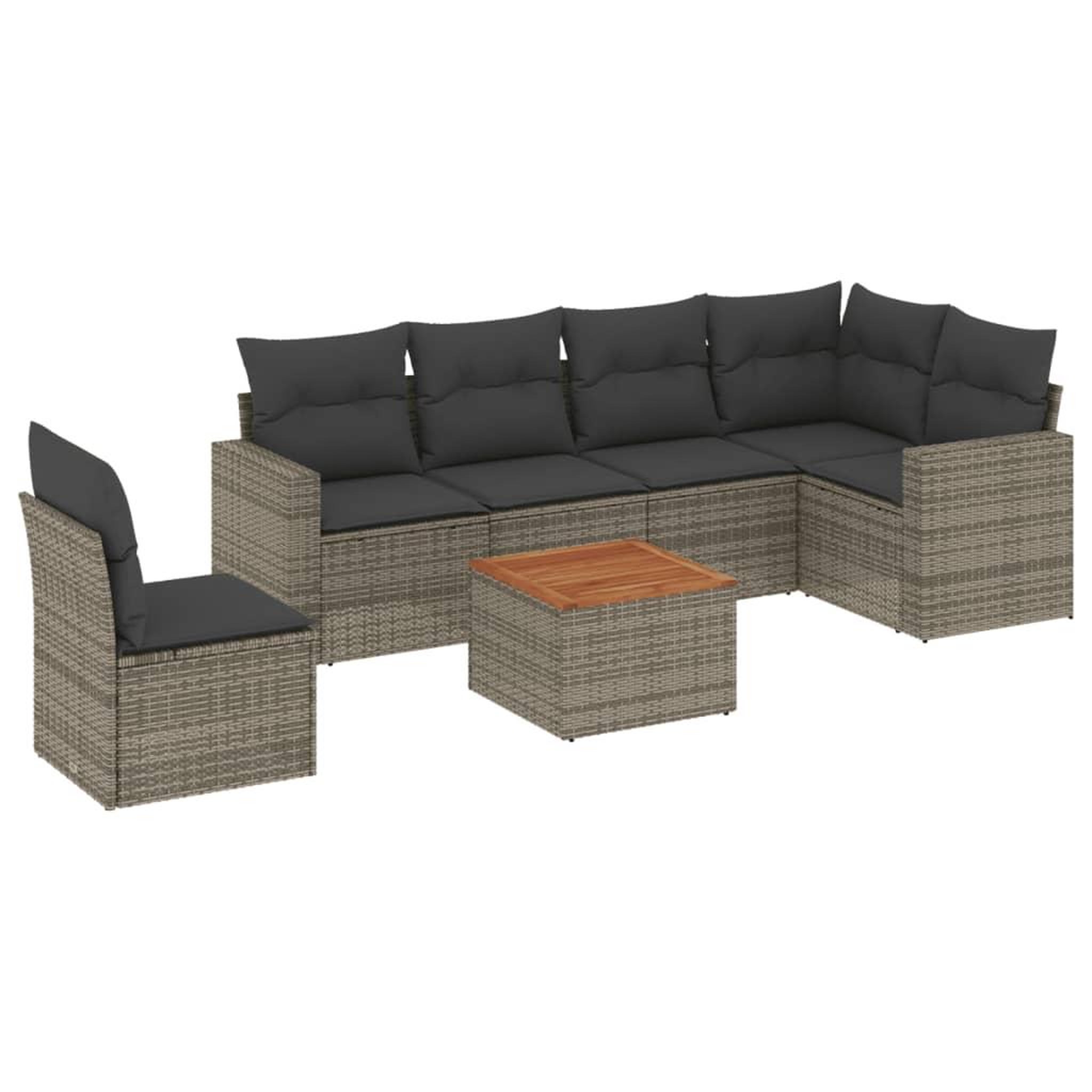 Voir la diapositive 2 : VIDAXL Salon de jardin avec coussins 7 pcs gris resine tressee