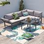 Voir la diapositive 2 : CONCEPT USINE Salon de jardin bas 4 places canapé inclinable TEORA