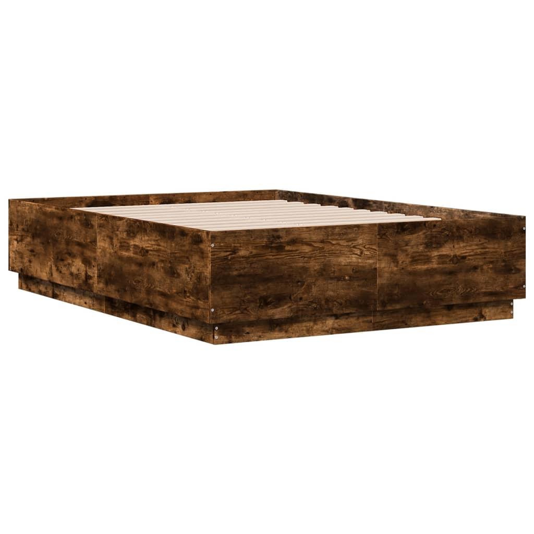 Voir la diapositive 3 : VIDAXL Cadre de lit avec LED sans matelas chene fume 135x190 cm