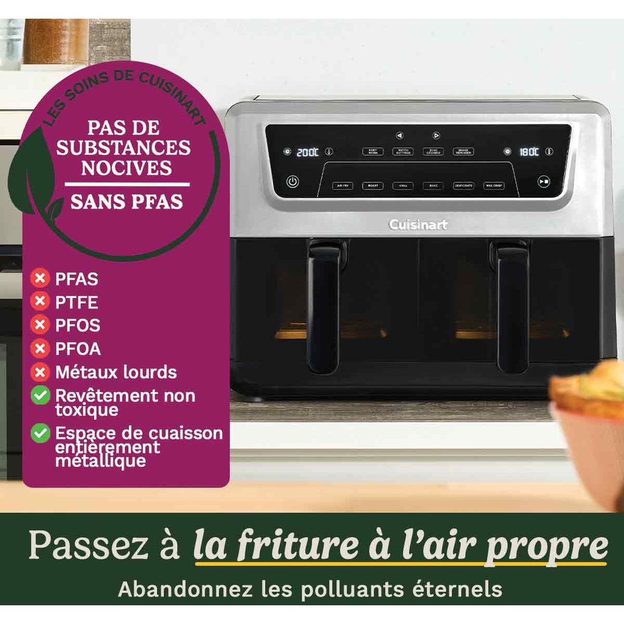 Voir la diapositive 3 : Cuisinart Friteuse sans huile AFD10XSSE gris 10,4 L