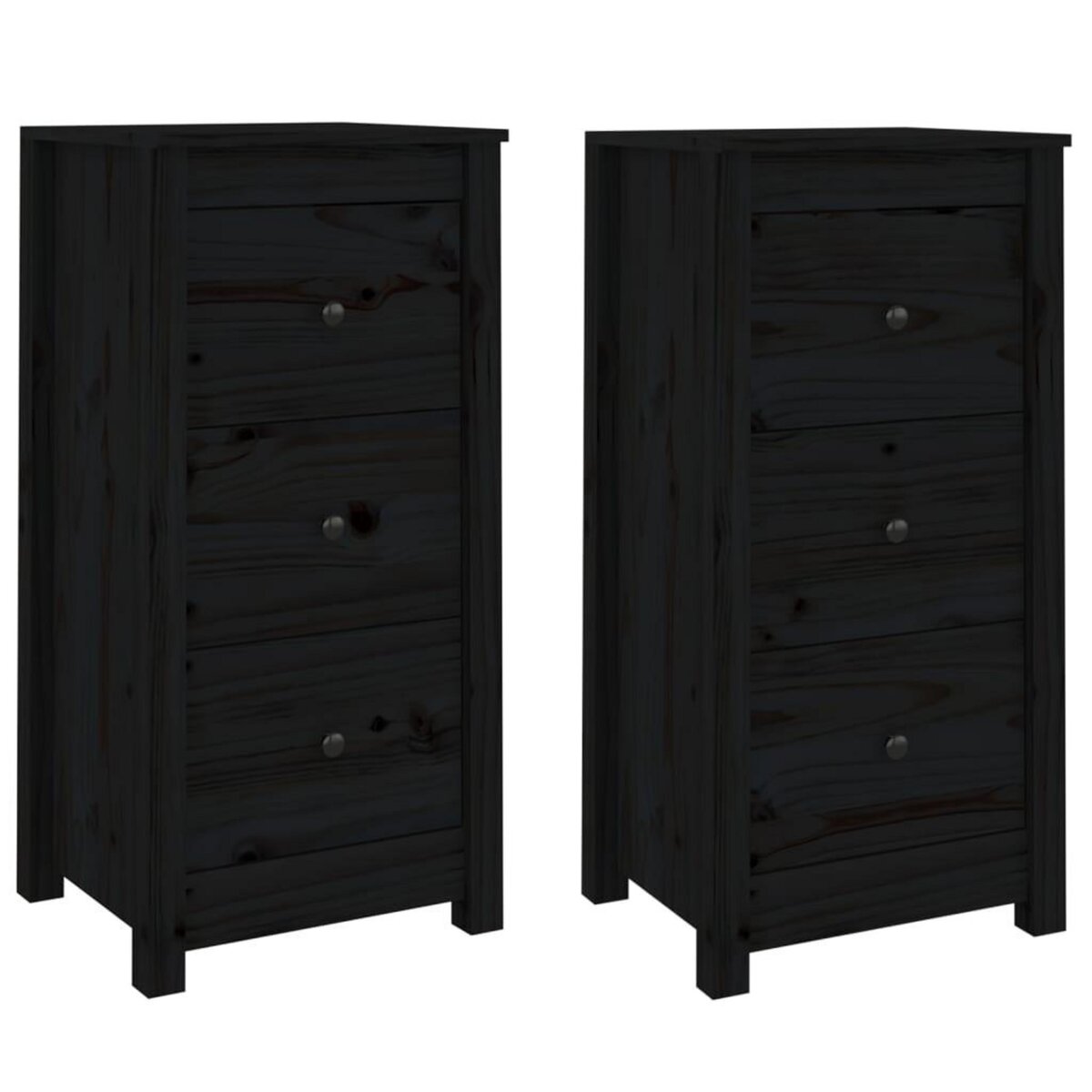 VIDAXL Buffets 2 pcs noir 40x35x80 cm bois massif de pin