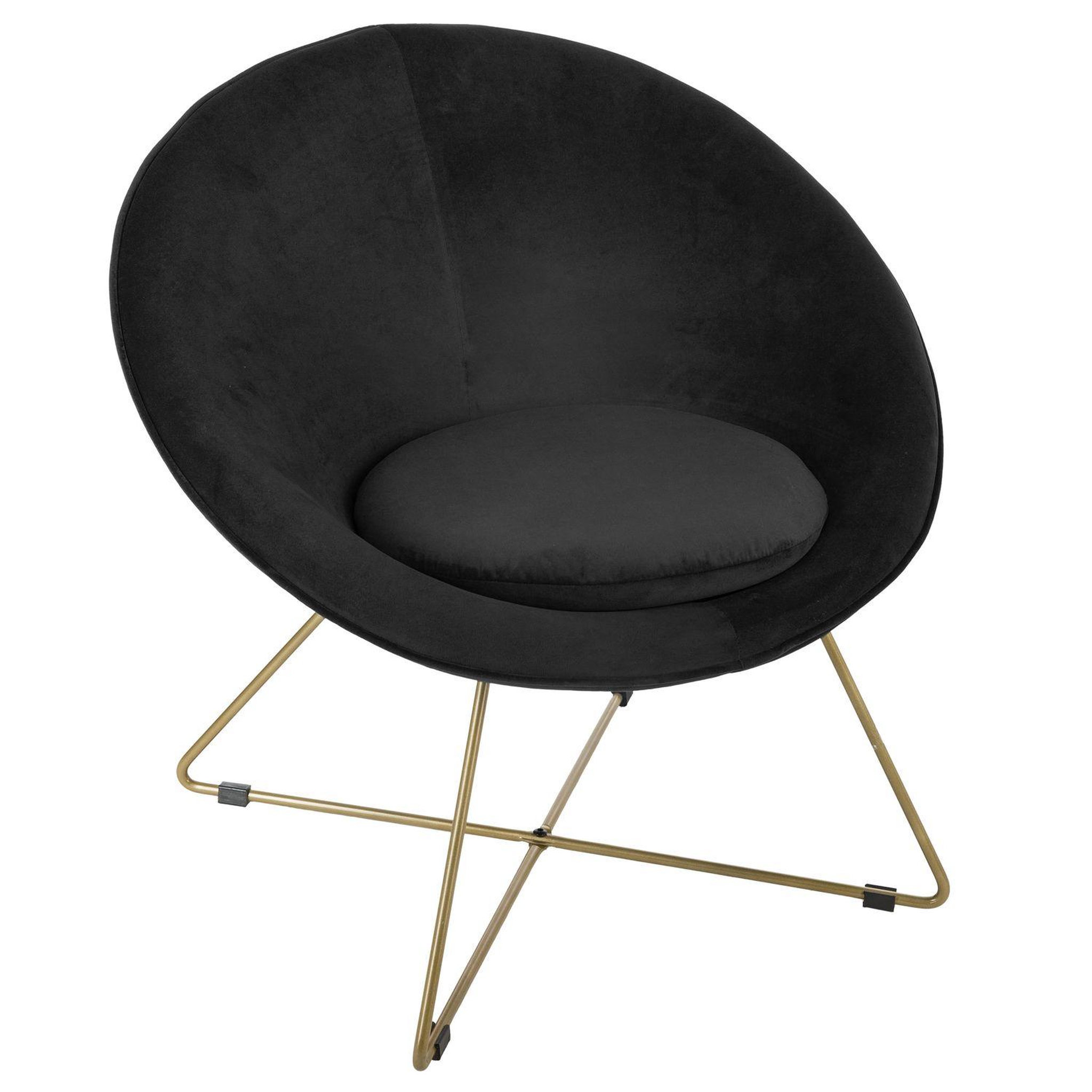 ATMOSPHERA Fauteuil de salon en velours Evan. Coloris disponibles : Bleu