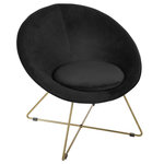 ATMOSPHERA Fauteuil de salon en velours Evan. Coloris disponibles : Noir, Bleu
