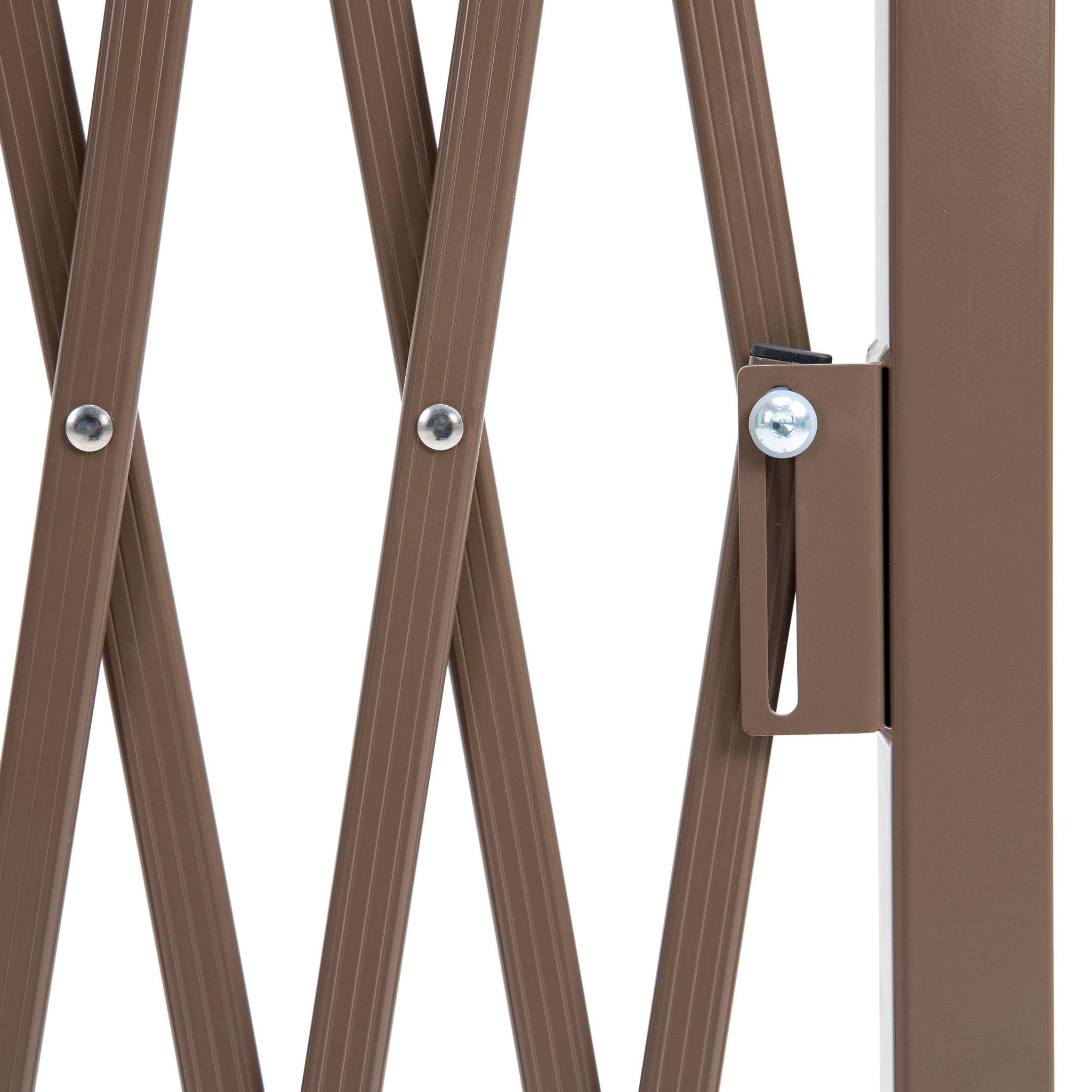 Voir la diapositive 6 : OUTSUNNY Barrière extensible rétractable barrière de sécurité 300L x 31l x 103H cm alu métal marron