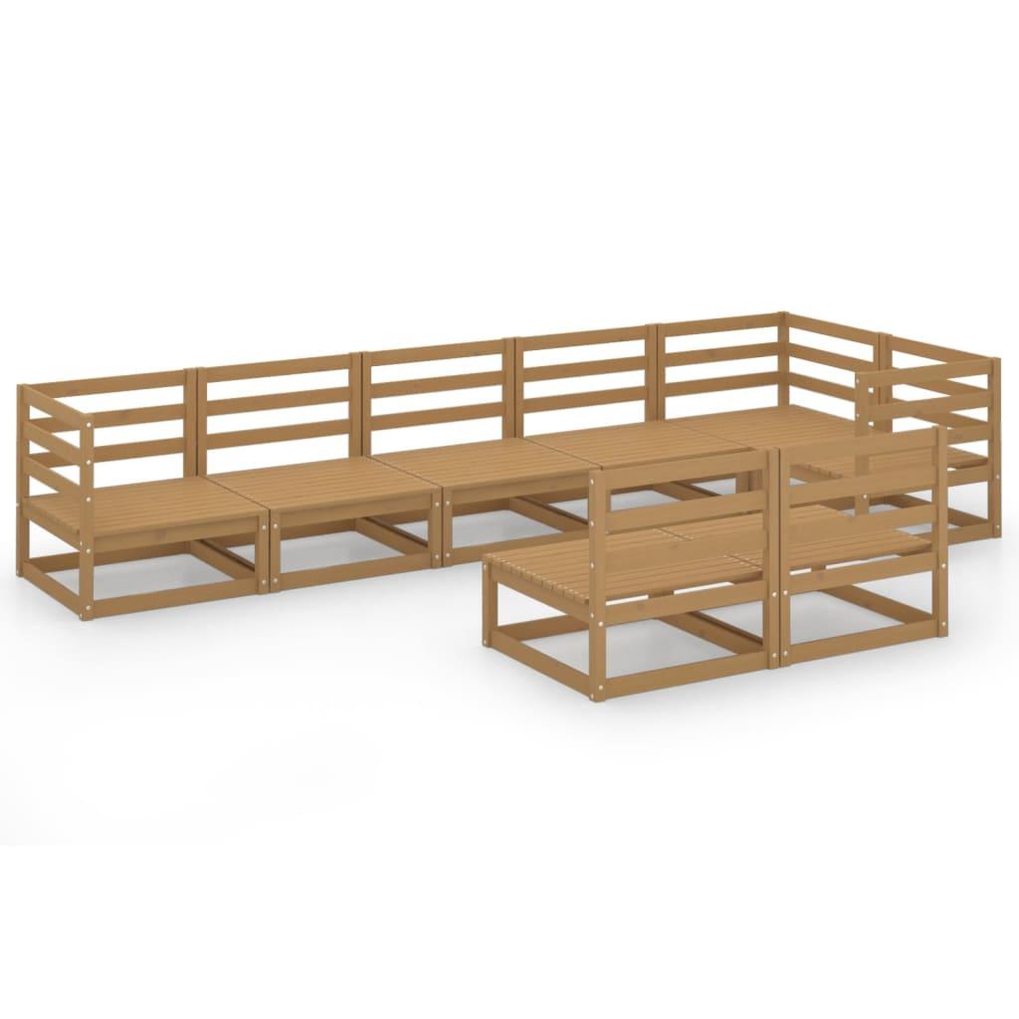 Voir la diapositive 2 : VIDAXL Salon de jardin 8 pcs marron miel bois de pin massif