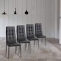 VS VENTA-STOCK Set de 4 chaises Salon Chelsea tapissées Noir, 42 cm x 51 cm x 97 cm