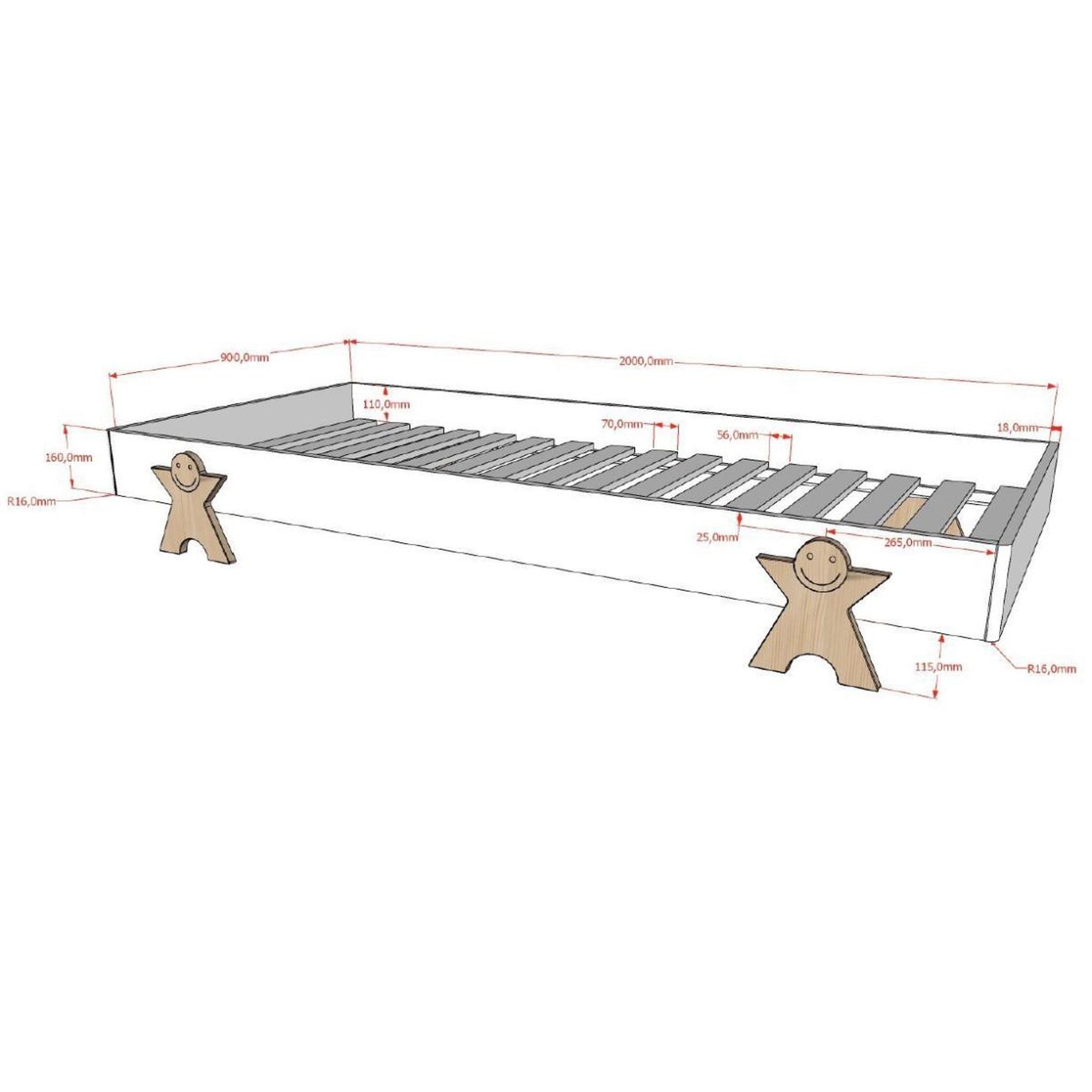 Voir la diapositive 5 : Paris Prix Lit enfant en bois  modulo smiley iii  90x200cm blanc