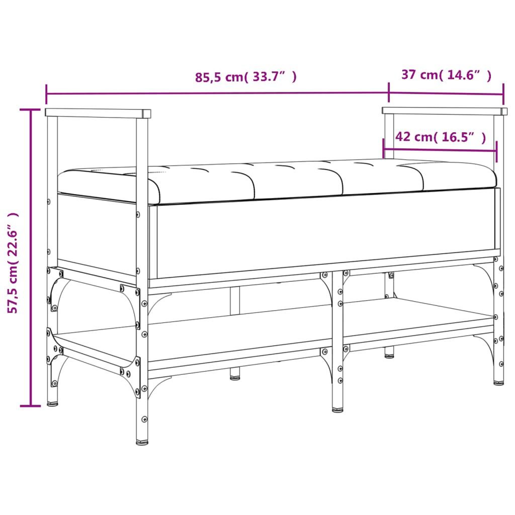Voir la diapositive 6 : VIDAXL Banc a chaussures chene marron 85,5x42x57,5cm bois d'ingenierie