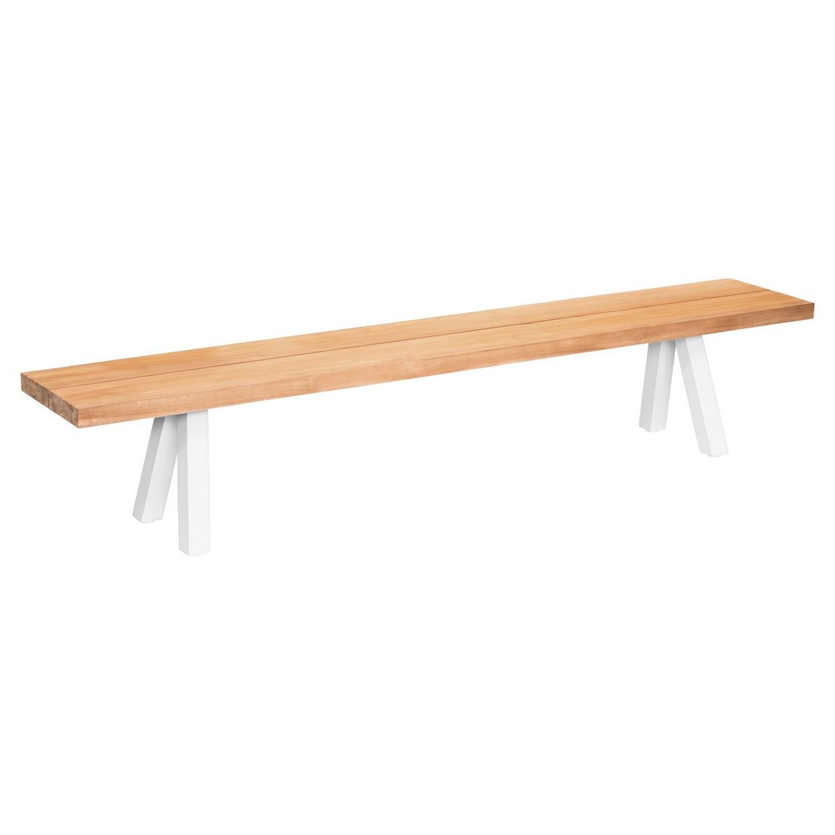 JARDILINE Banc de jardin - Aluminium/Bois - Blanc/Teck - SEYCHELLES