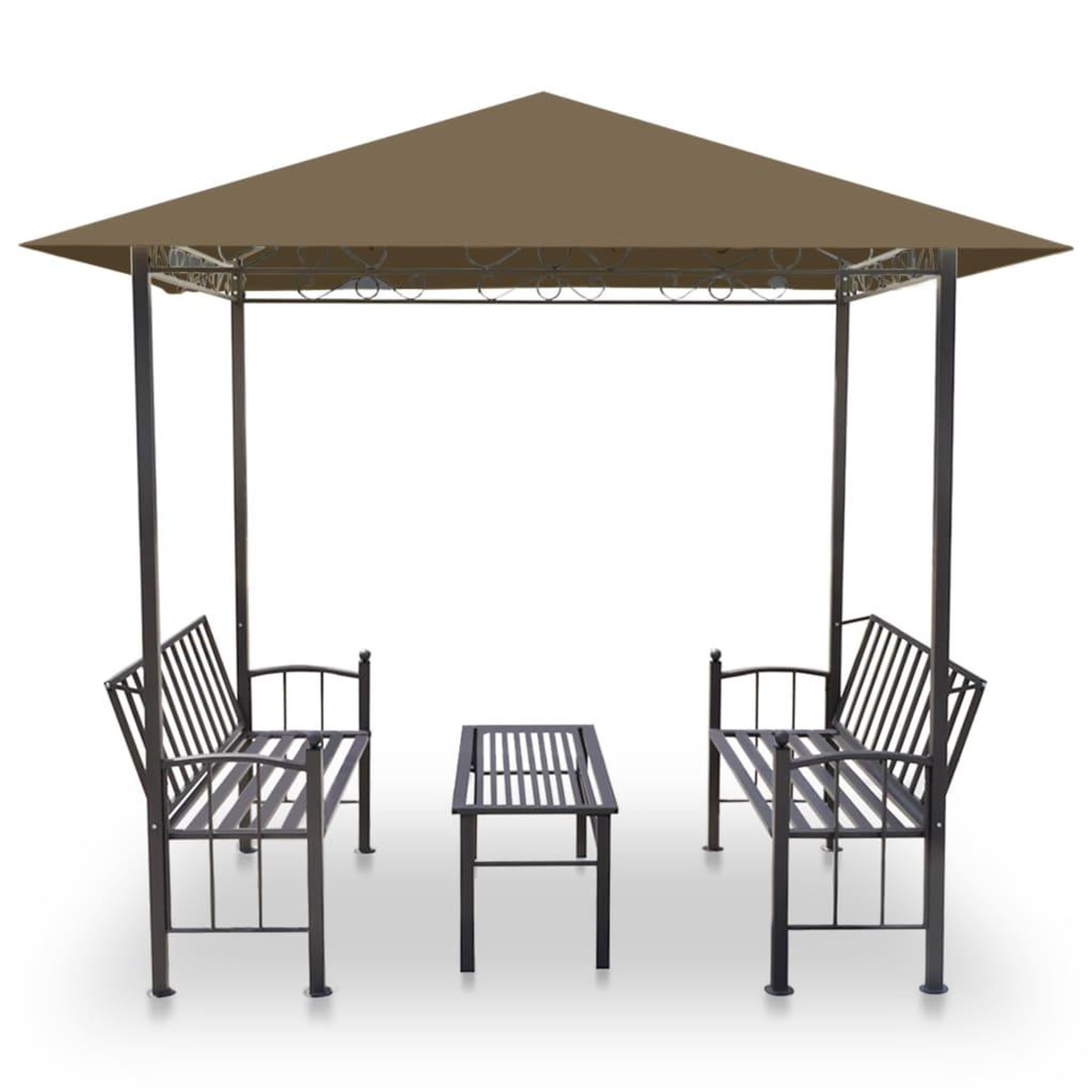 Voir la diapositive 3 : VIDAXL Pavillon de jardin et table et bancs 2,5x1,5x2,4m Taupe 180g/m^2