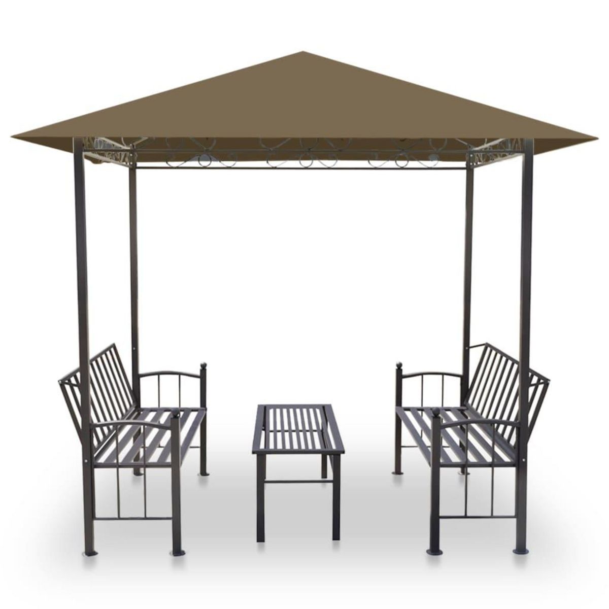 VIDAXL Pavillon de jardin et table et bancs 2,5x1,5x2,4m Taupe 180g/m^2