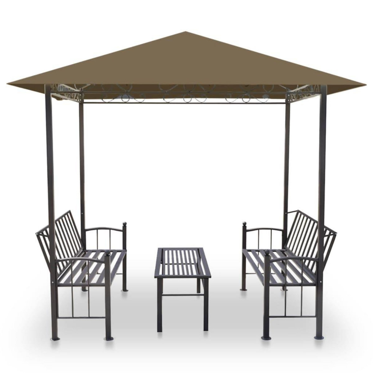 VIDAXL Pavillon de jardin et table et bancs 2,5x1,5x2,4m Taupe 180g/m^2