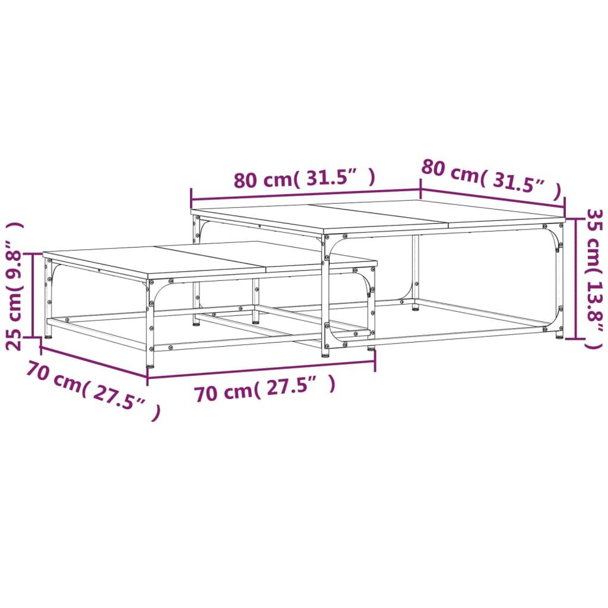 Voir la diapositive 6 : VIDAXL Tables basses gigognes 2 pcs chene sonoma bois d'ingenierie