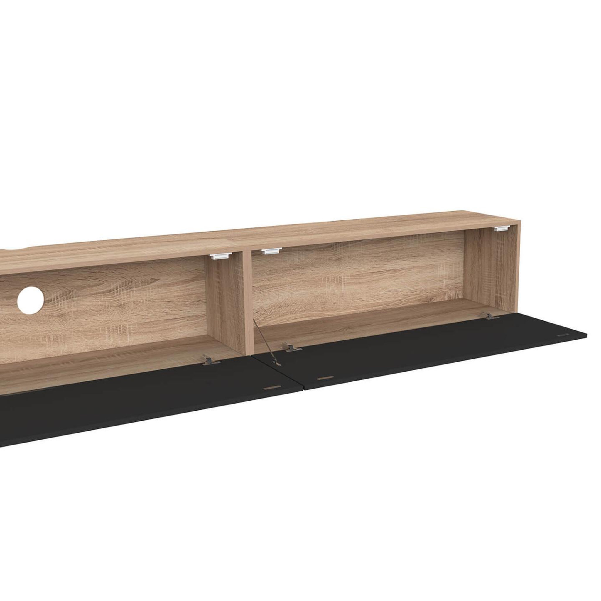 Voir la diapositive 6 : ID MARKET Meuble tv 270 cm suspendu elio 3 portes bois et noir