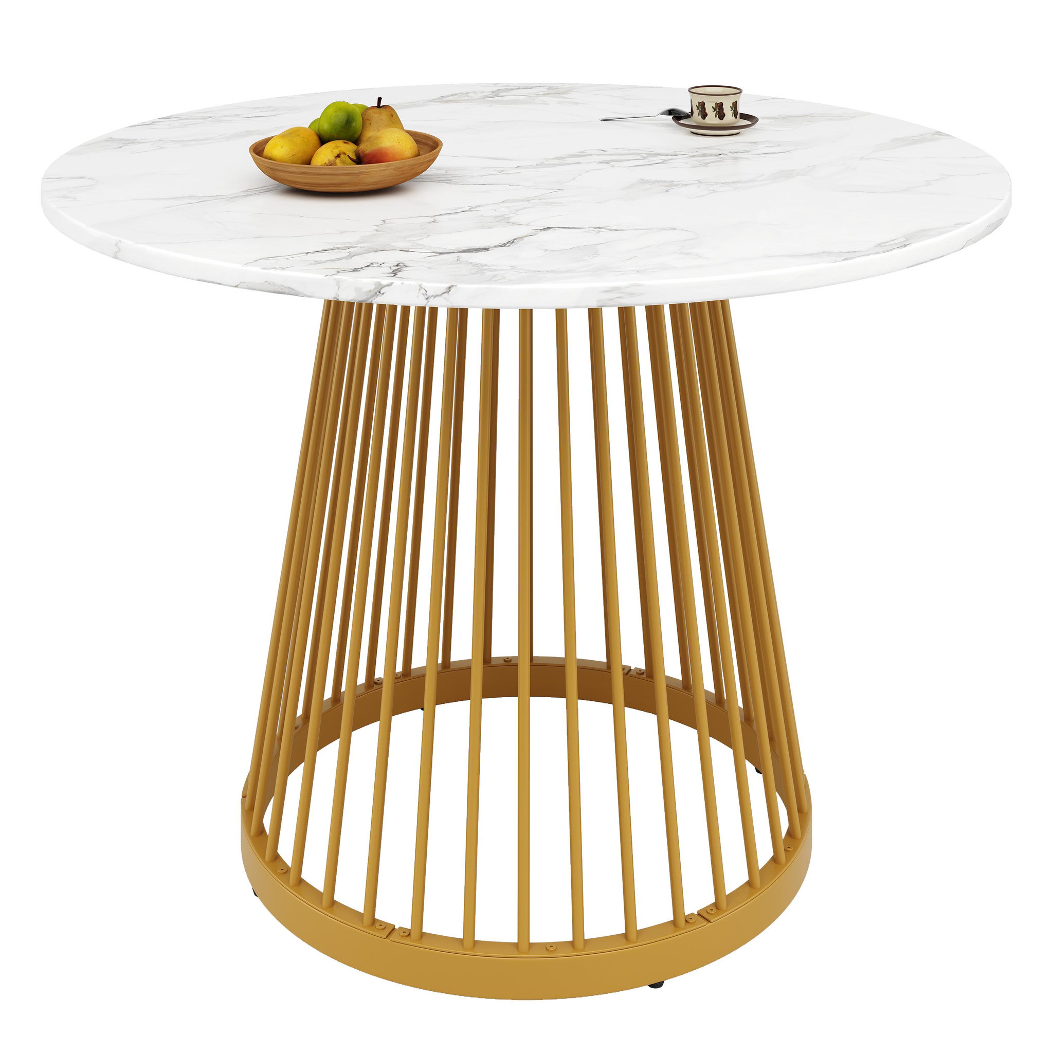 MERAX Table à manger ronde. Coloris disponibles : Marron, Blanc