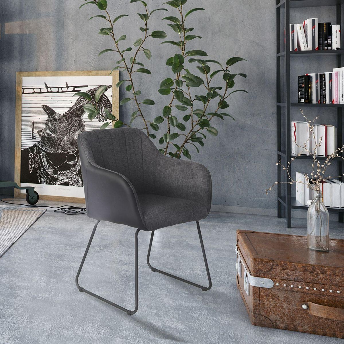 The Home Deco Factory Fauteuil de table industriel Memphis - Gris