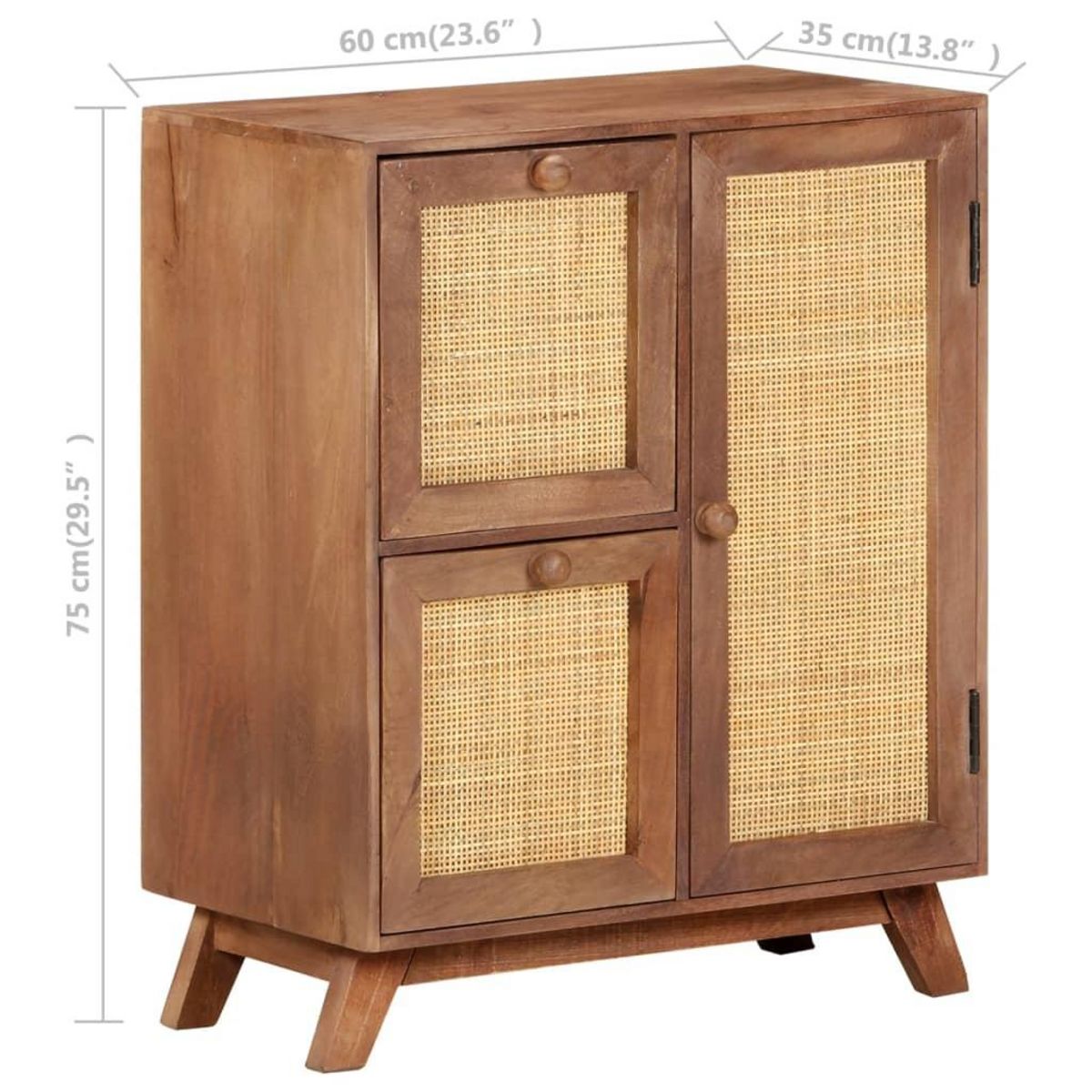VIDAXL Buffet 60x35x75 cm Bois de manguier massif