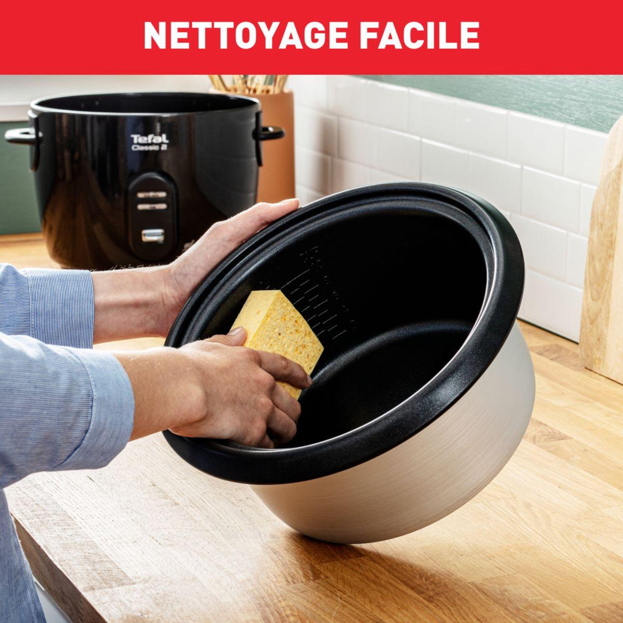 Voir la diapositive 5 : TEFAL Cuiseur riz RK103811 CLASSIC 2 NOIR METALISE 10C