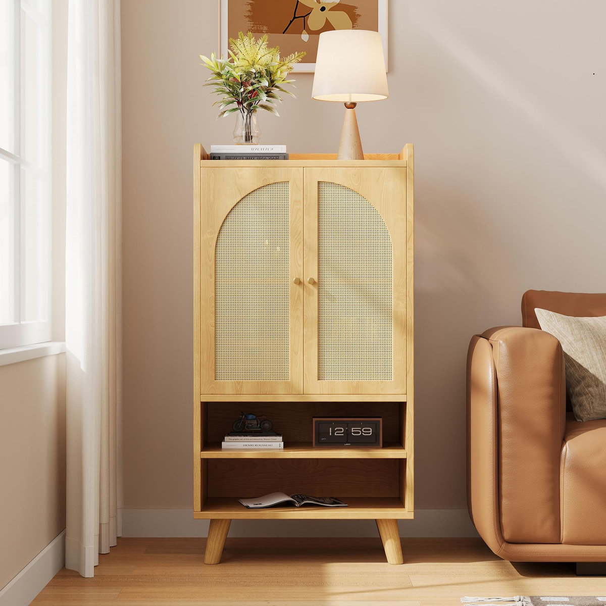 MERAX Buffet 2 porte(s) 0 tiroir(s) - 60 cm naturel panneau de particules