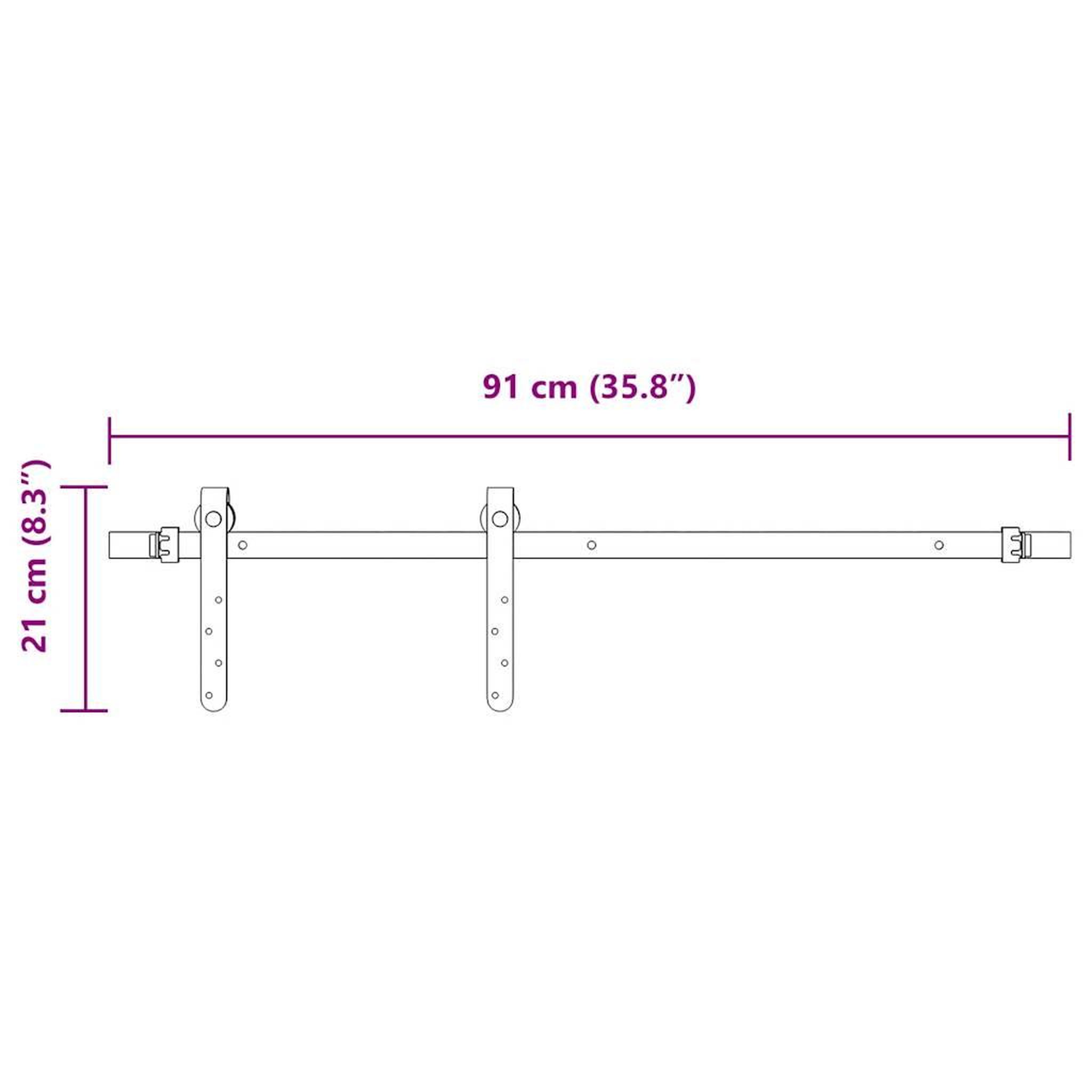 Voir la diapositive 6 : VIDAXL Kit de porte d'armoire coulissante 91 cm acier au carbone