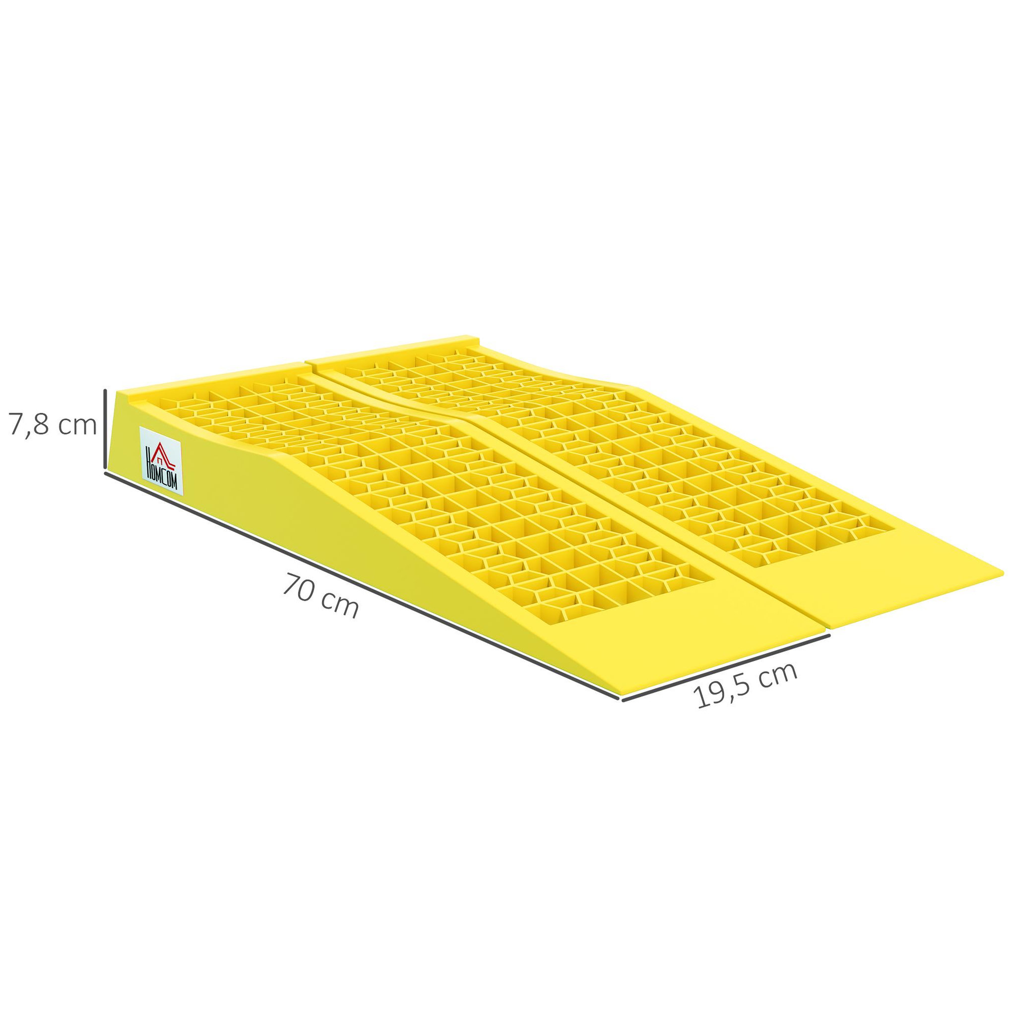 Voir la diapositive 3 : HOMCOM Ensemble de 2 rampes de levage voiture caravane camping-car véhicule utilitaire 30T max. jaune