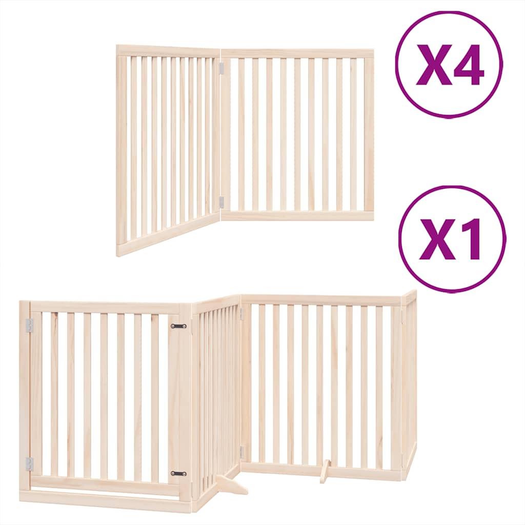 Voir la diapositive 2 : VIDAXL Barriere pour chien porte pliable 12 panneaux bois de peuplier