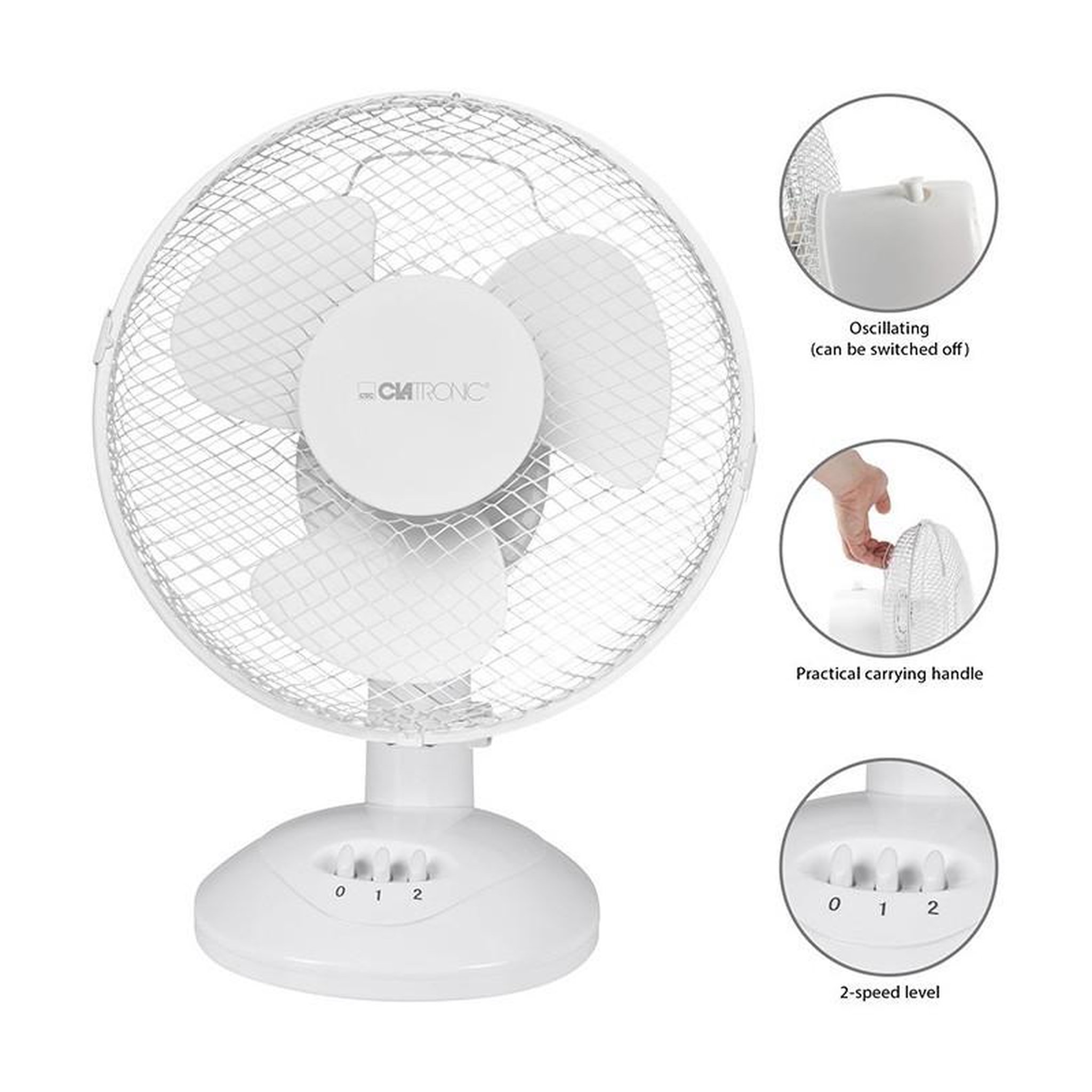 Voir la diapositive 4 : CLATRONIC Ventilateur De Table Blanc Vl 3601 Clatronic