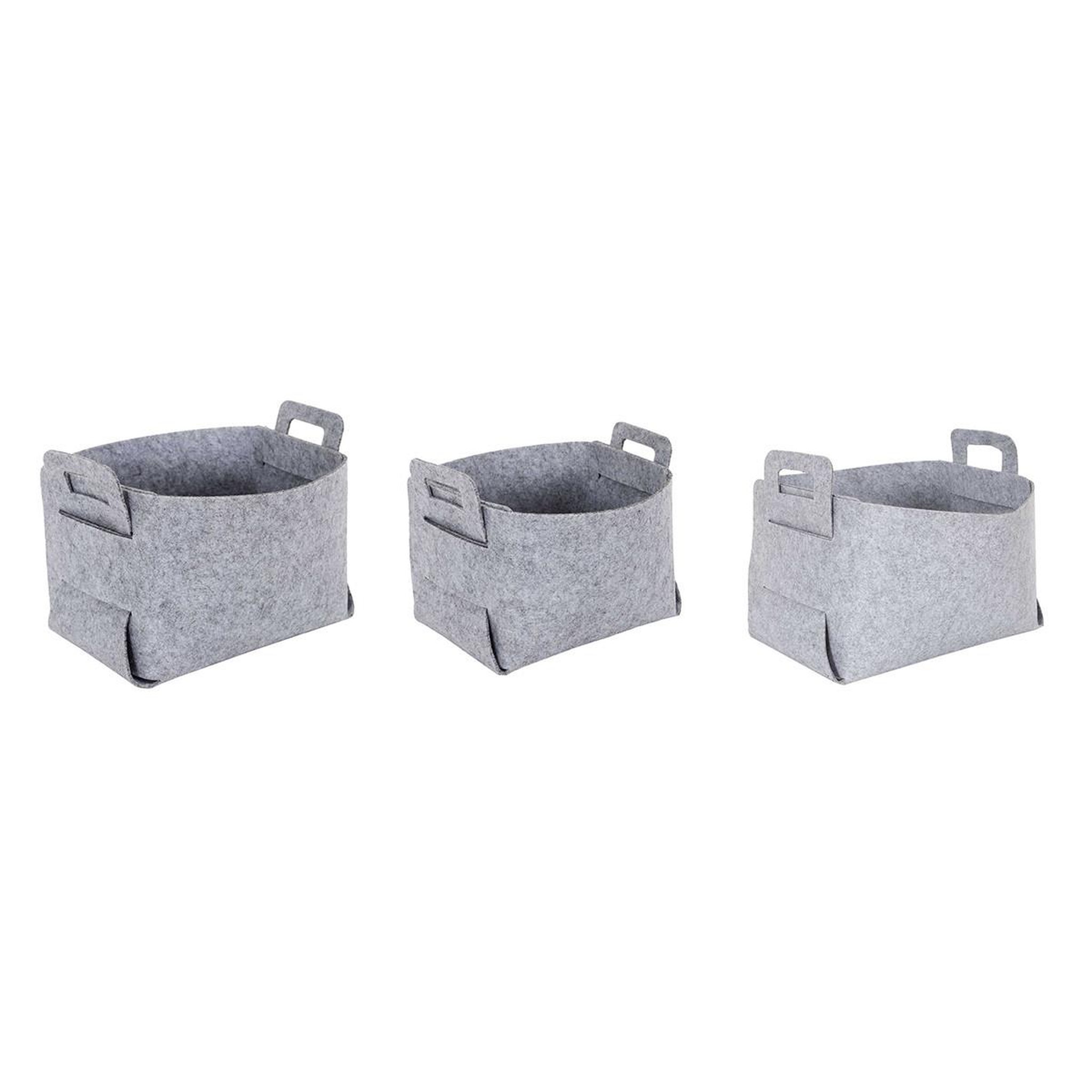 The Home Deco Factory Lot de 3 boîtes de rangement  feutrine  49cm gris