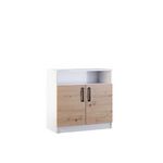 BEST MOBILIER Hayato - commode - effet bois et blanc - 80 cm. Coloris disponibles : Marron