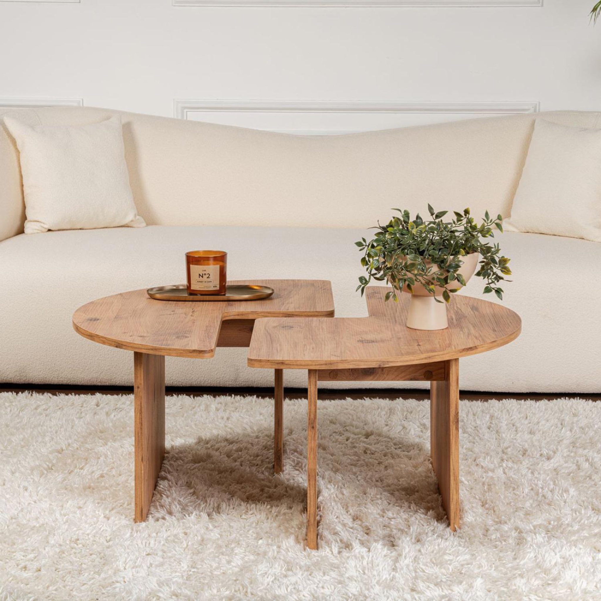 Voir la diapositive 3 : CONCEPT USINE Table basse ronde duo pin atlantique 90cm azus