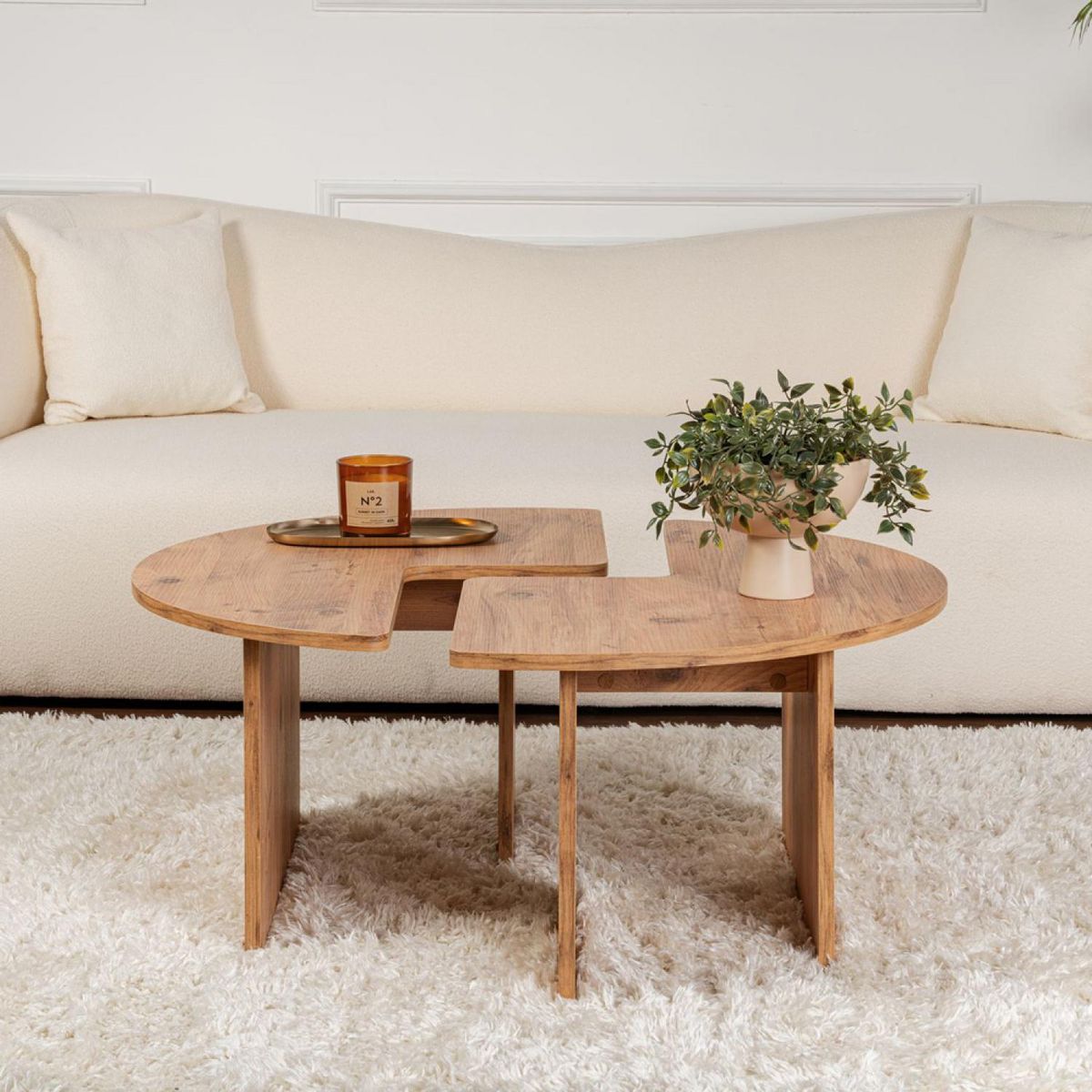 CONCEPT USINE Table basse ronde duo pin atlantique 90cm AZUS