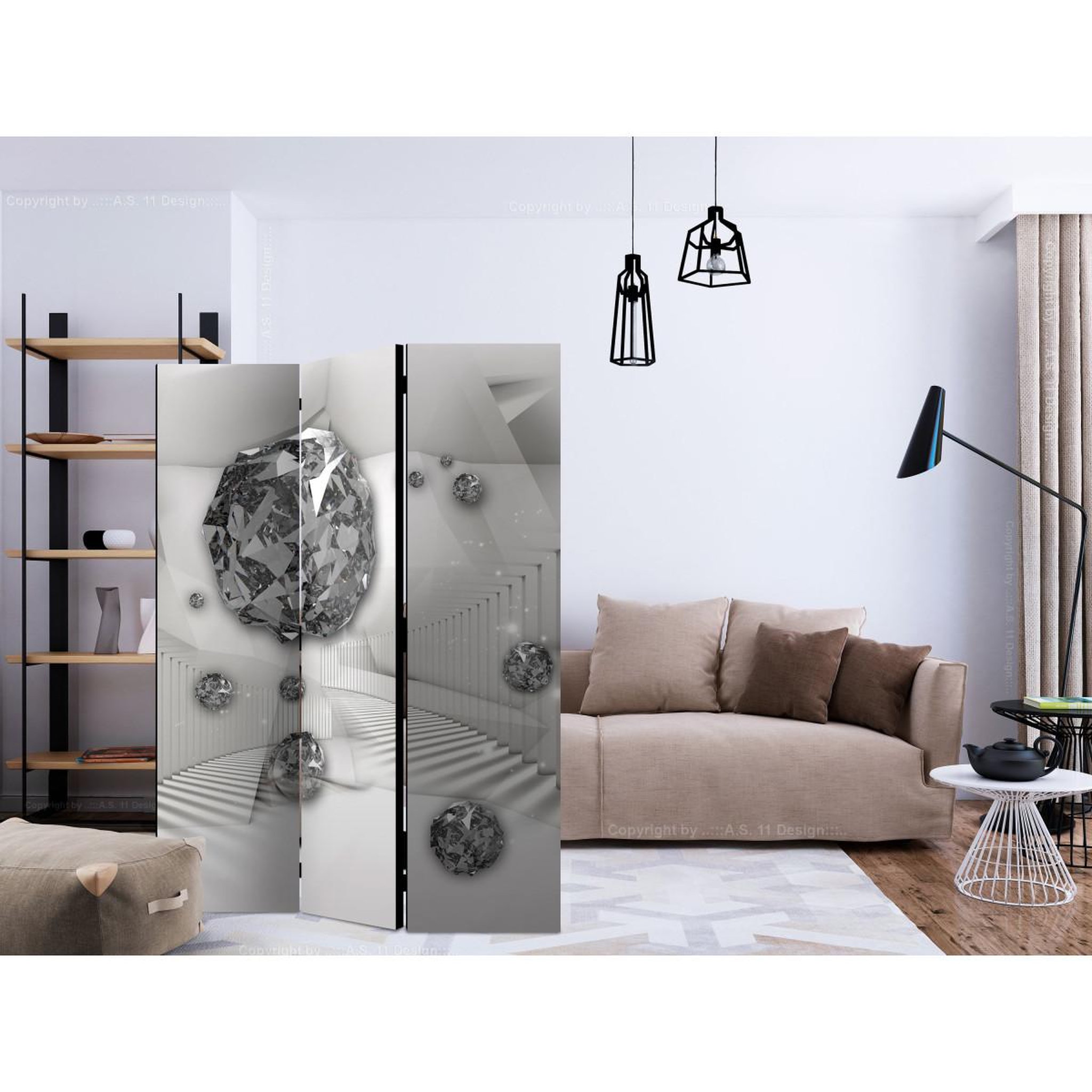 Voir la diapositive 2 : Paris Prix Paravent 3 volets  diamond chamber ii  135x172cm