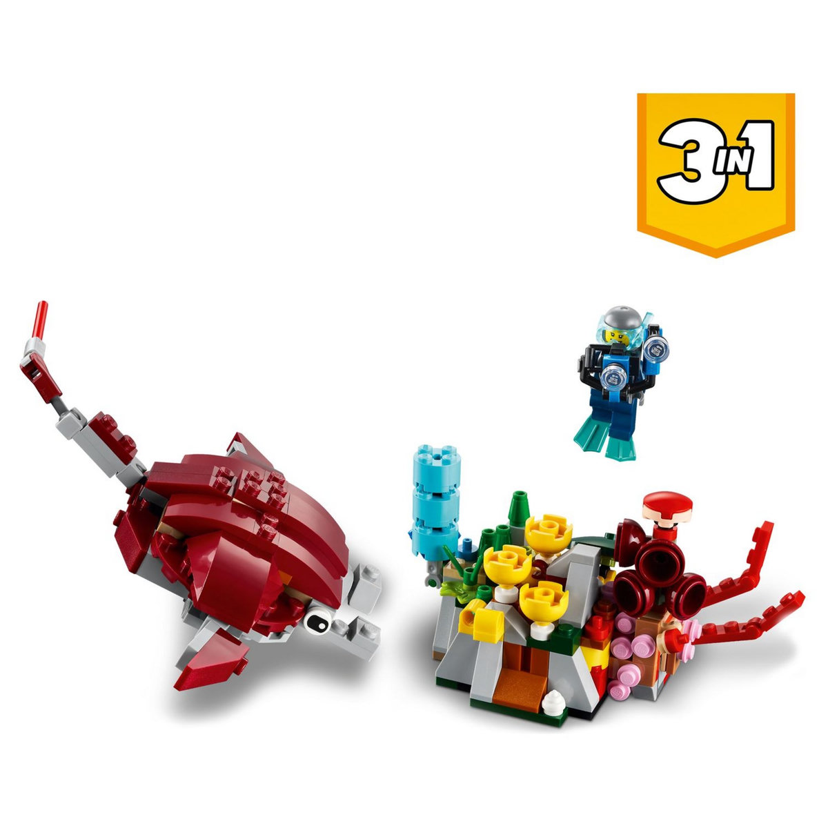 LEGO Creator 3 en 1 31130 La Mission du Trésor Englouti, Jouet d'Exploration Sous-Marine