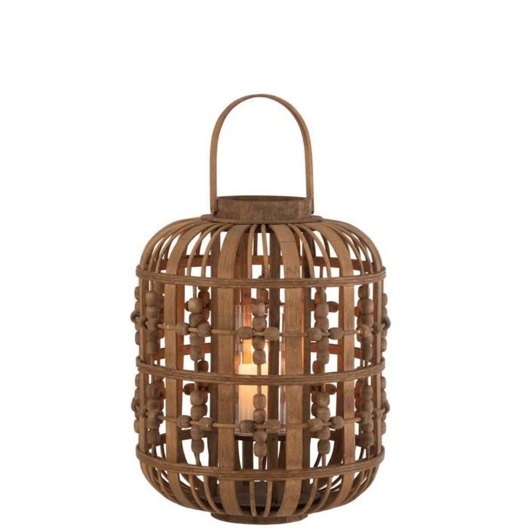 Voir la diapositive 2 : Paris Prix Lanterne Déco en Bois  Perles  40cm Naturel