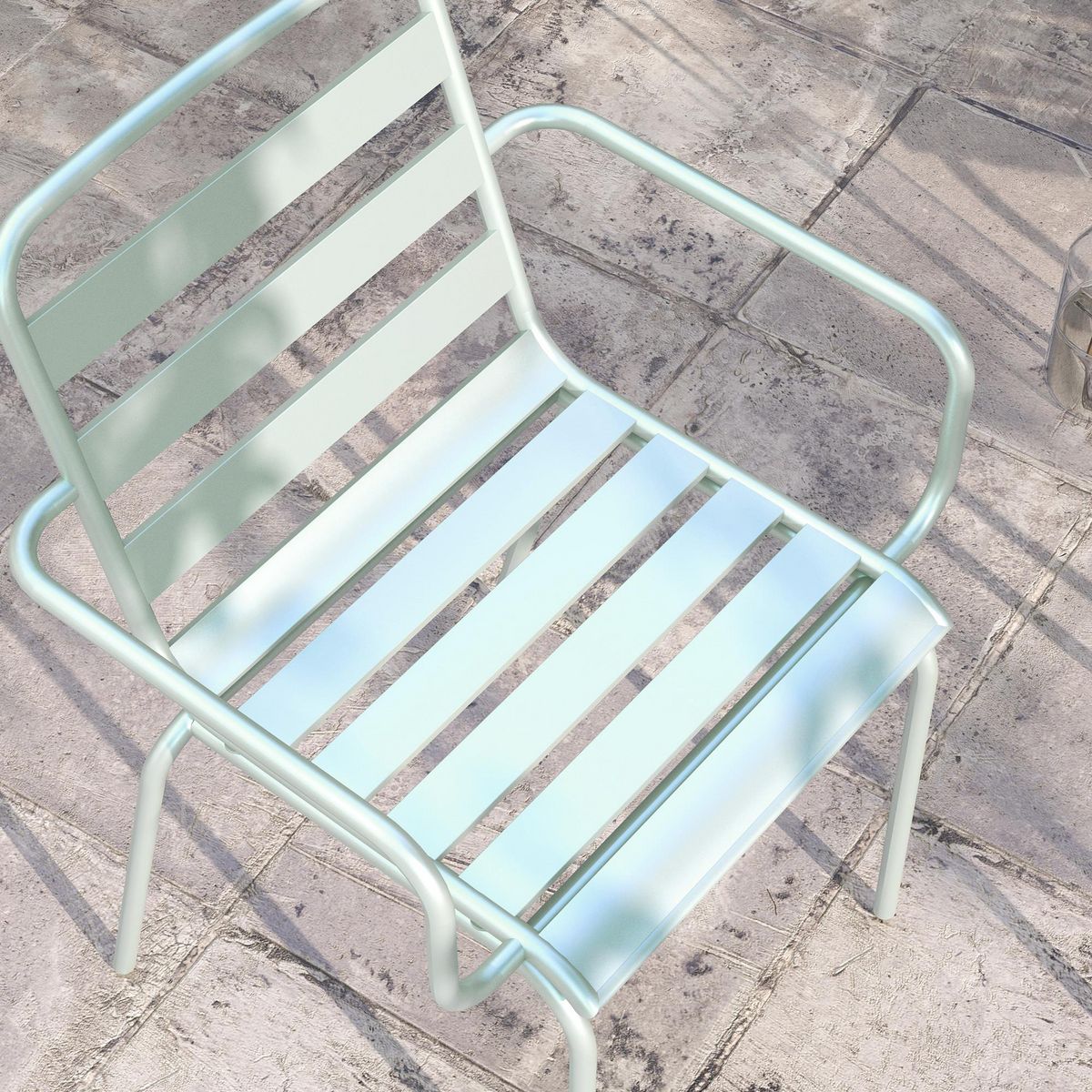 OUTSUNNY Salon de jardin bistro - table basse ronde Ø 60 cm 2 chaises empilables - acier thermolaqué vert de gris