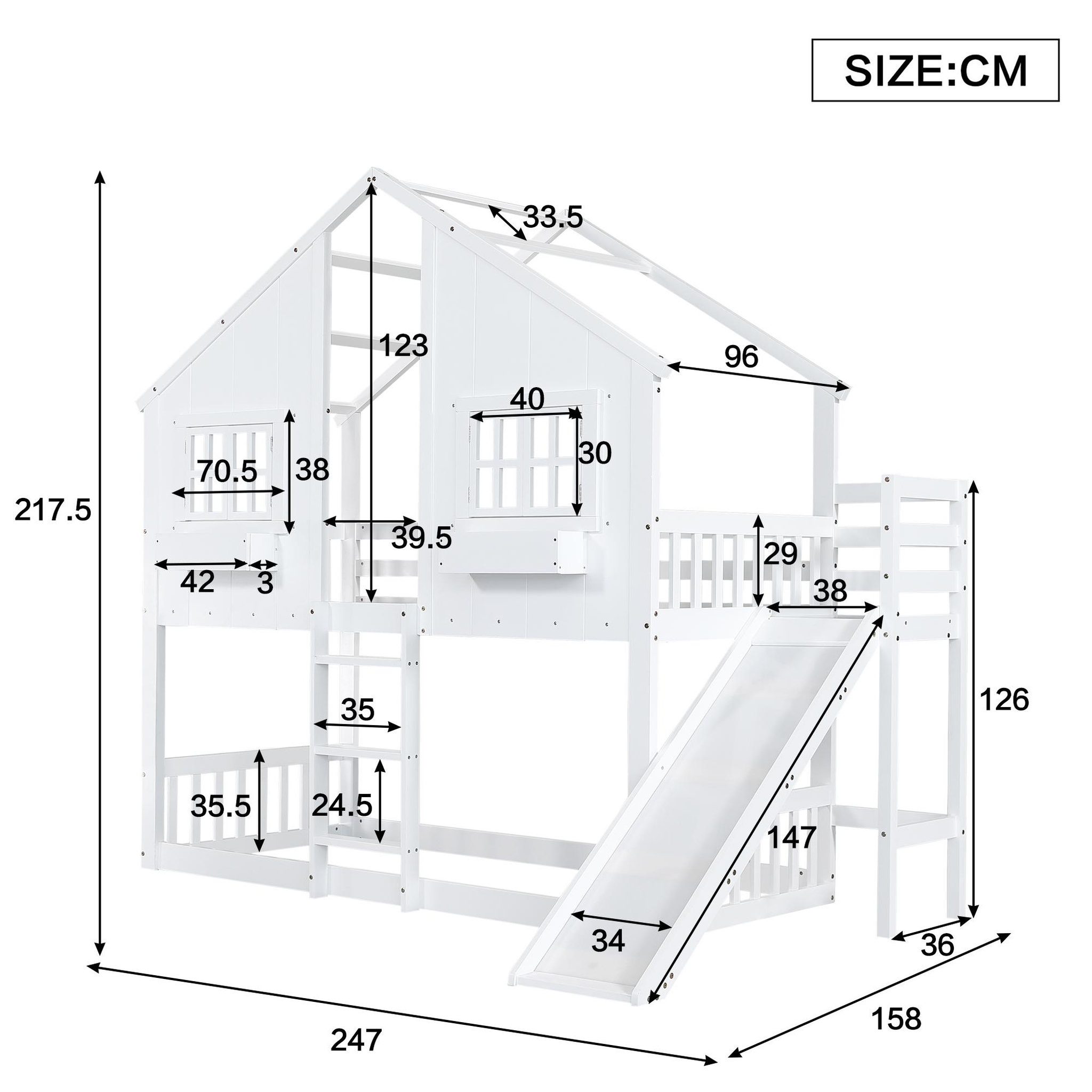 Voir la diapositive 3 : MERAX Lit superposé 90x200cm bois et mdf coloris blanc