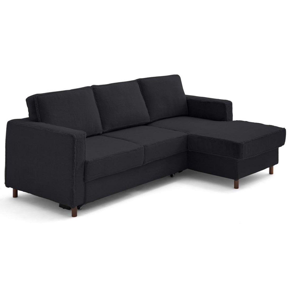 LISA DESIGN Jake - canapé d'angle droit 4 places convertible avec coffre en fausse fourrure