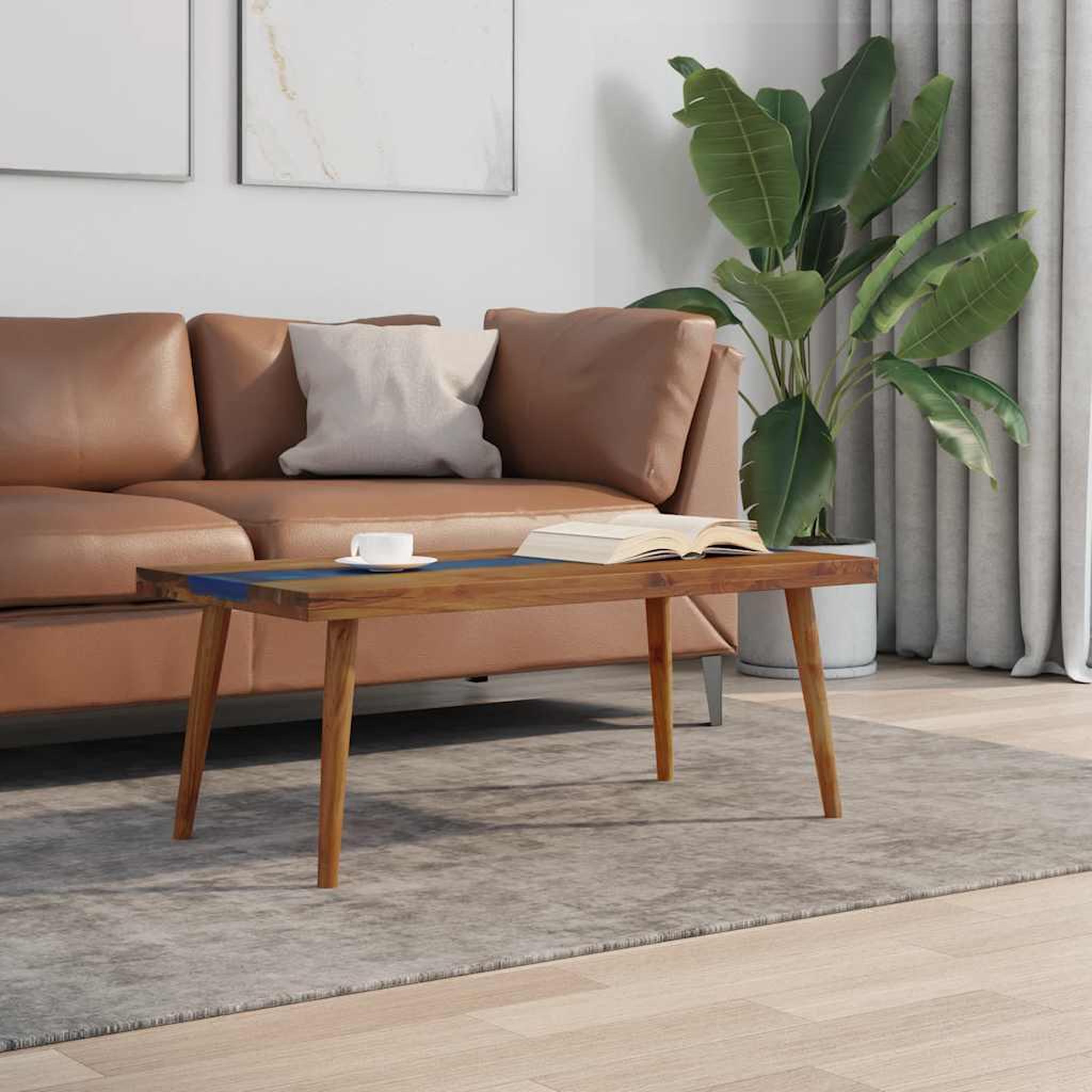 VIDAXL Table basse Teck Resine 100x50x40 cm