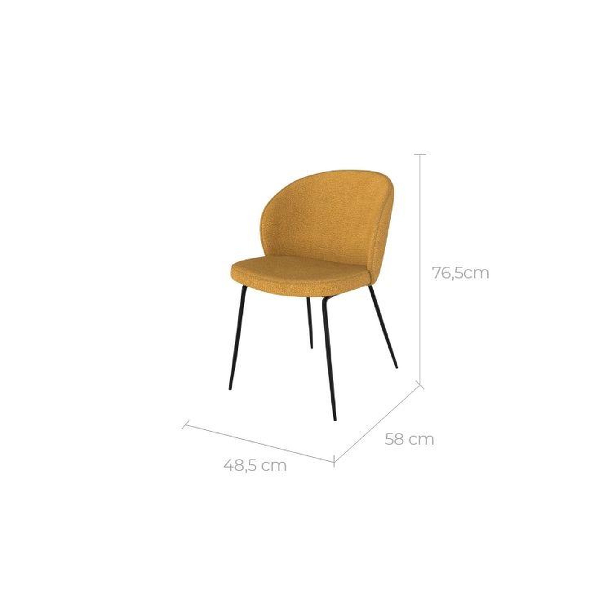 Voir la diapositive 4 : MAISON PAVANE Lot de 2 chaises jaunes en tissu bouclette et pied en métal-groom