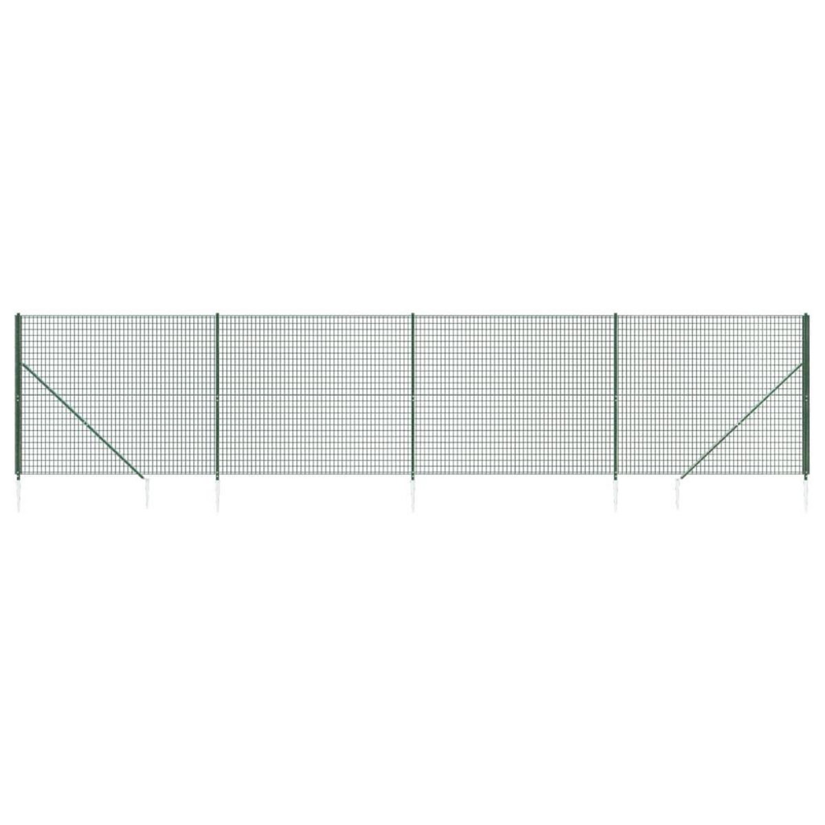 VIDAXL Cloture en treillis metallique et piquet d'ancrage vert 1,6x10m
