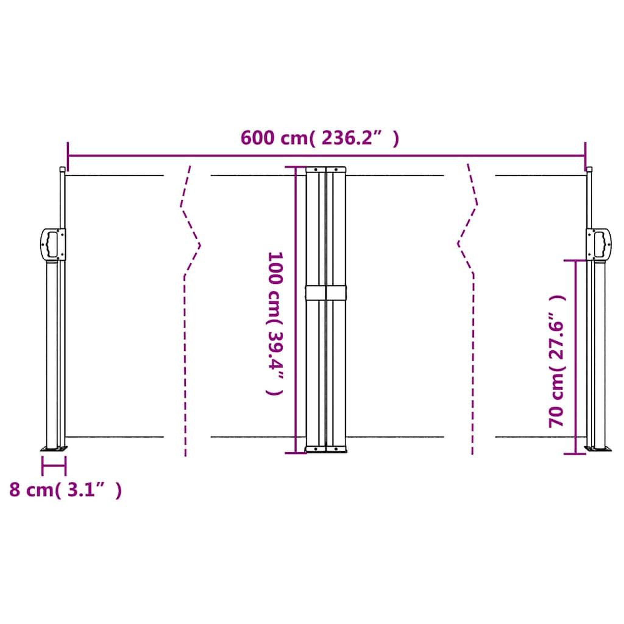 Voir la diapositive 6 : VIDAXL Auvent lateral retractable anthracite 100x600 cm
