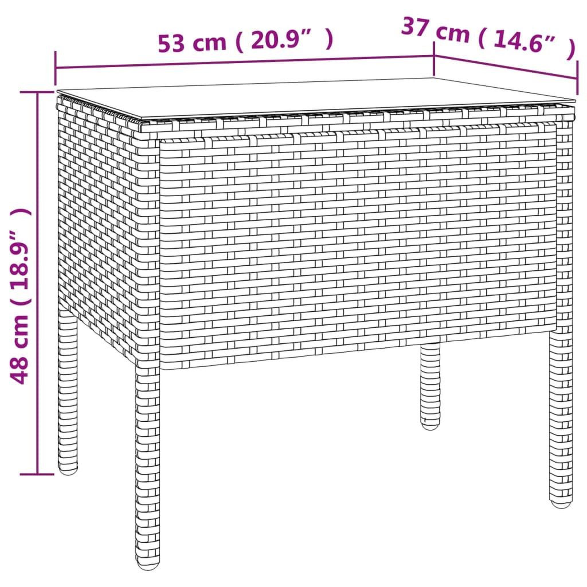 Voir la diapositive 6 : VIDAXL Table d'appoint noir 53x37x48 cm poly rotin et verre trempe