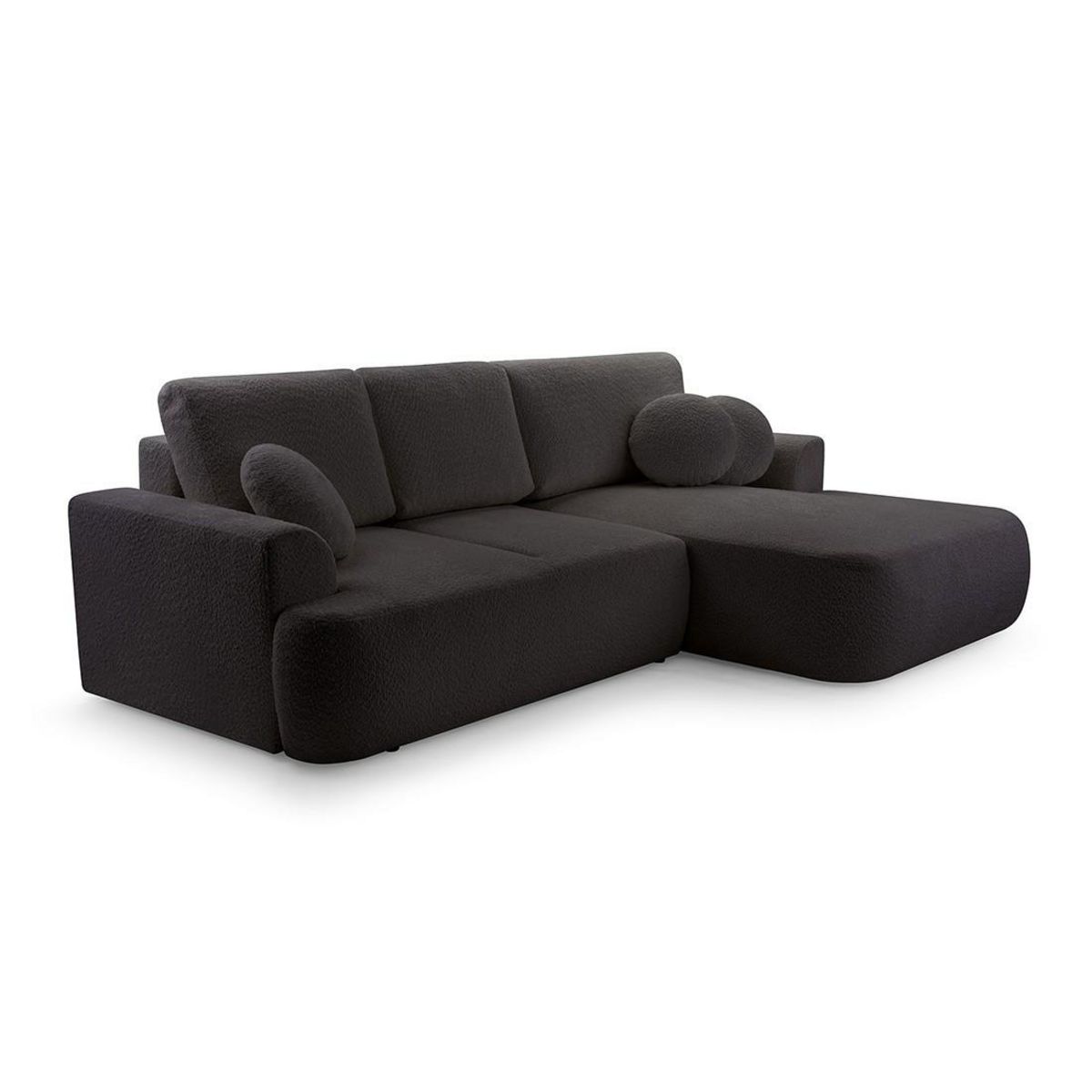 BEST MOBILIER Candela - canapé d'angle droit 4 places - convertible avec coffre - en tissu bouclette