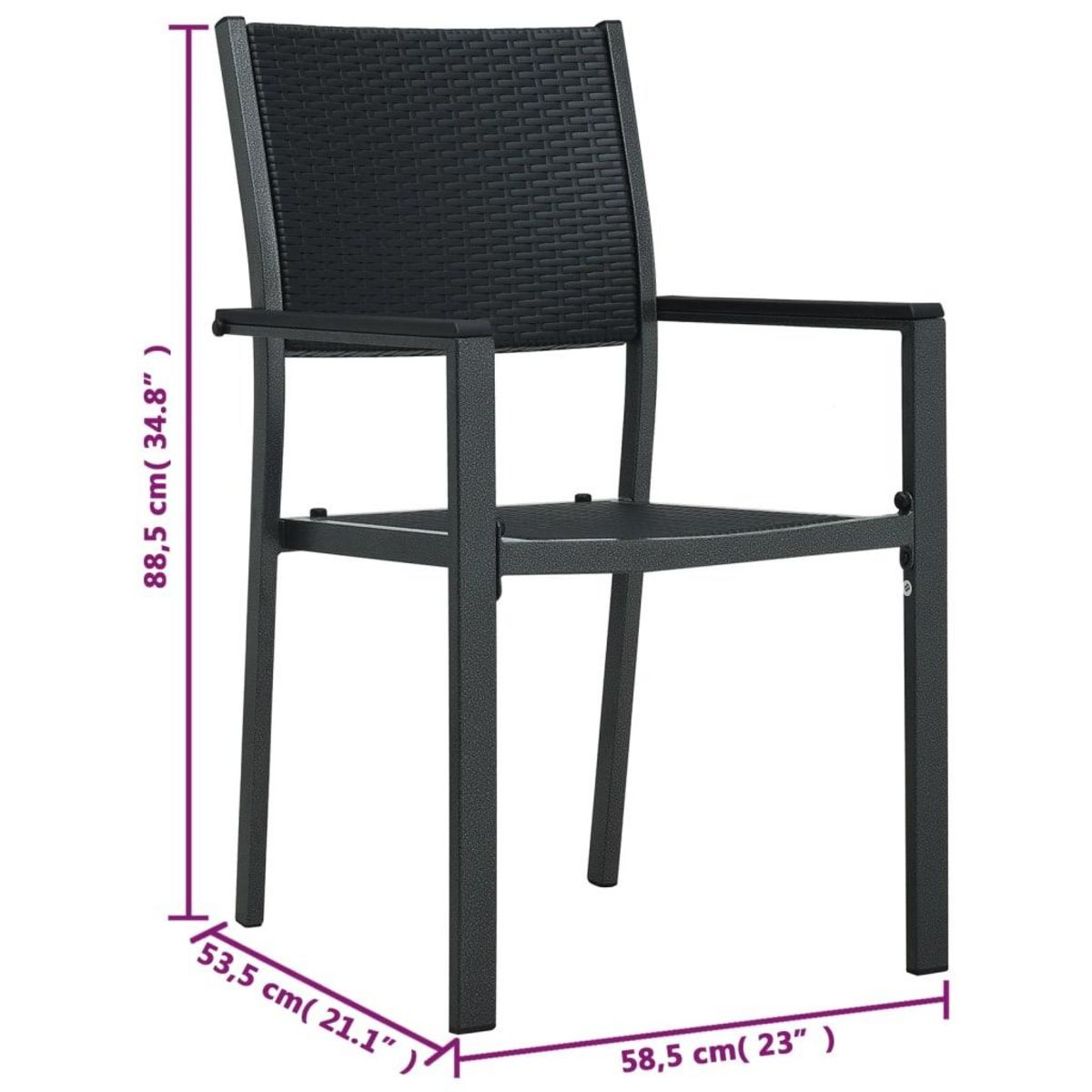 VIDAXL Chaises de jardin lot de 4 Noir Plastique Aspect de rotin