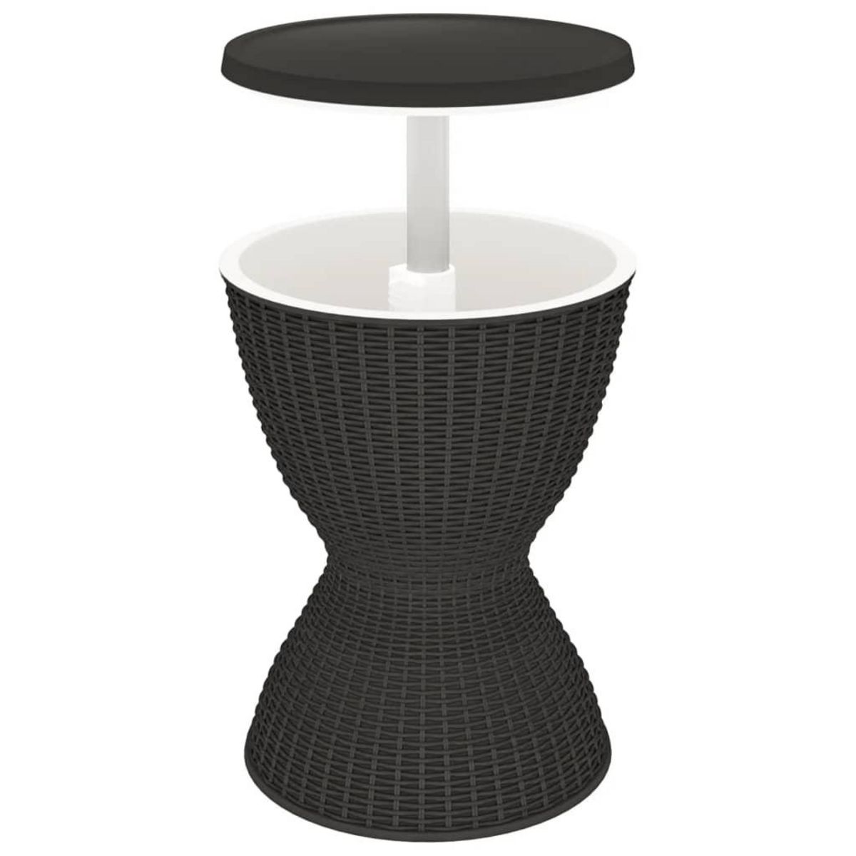 VIDAXL Table a glaciere 3 en 1 noir polypropylene