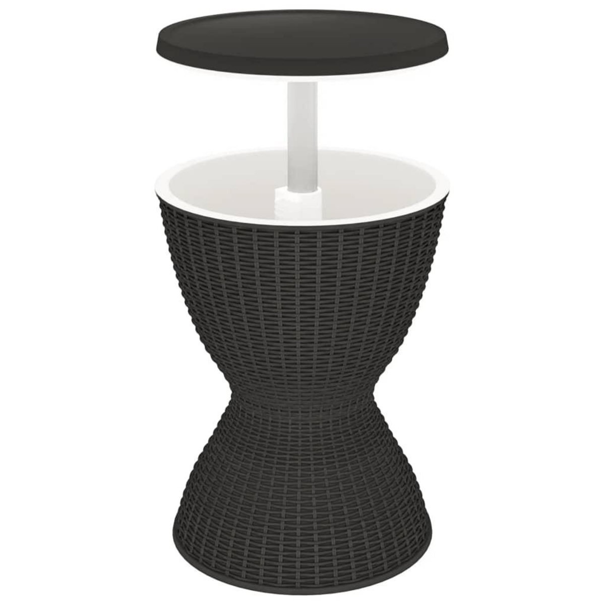 VIDAXL Table a glaciere 3 en 1 noir polypropylene