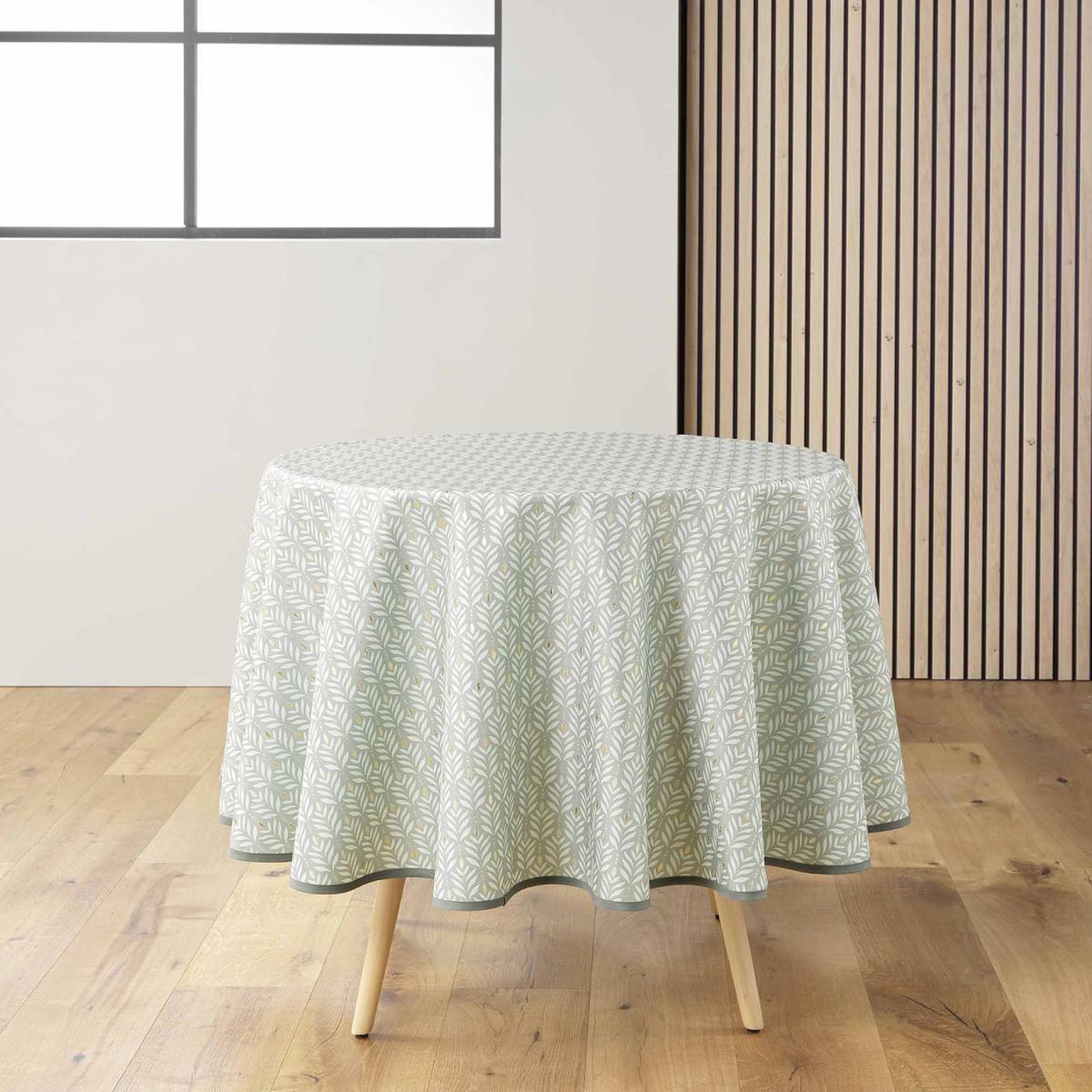 Douceur d'Intérieur Nappe ronde imprimé  piana  180cm sauge