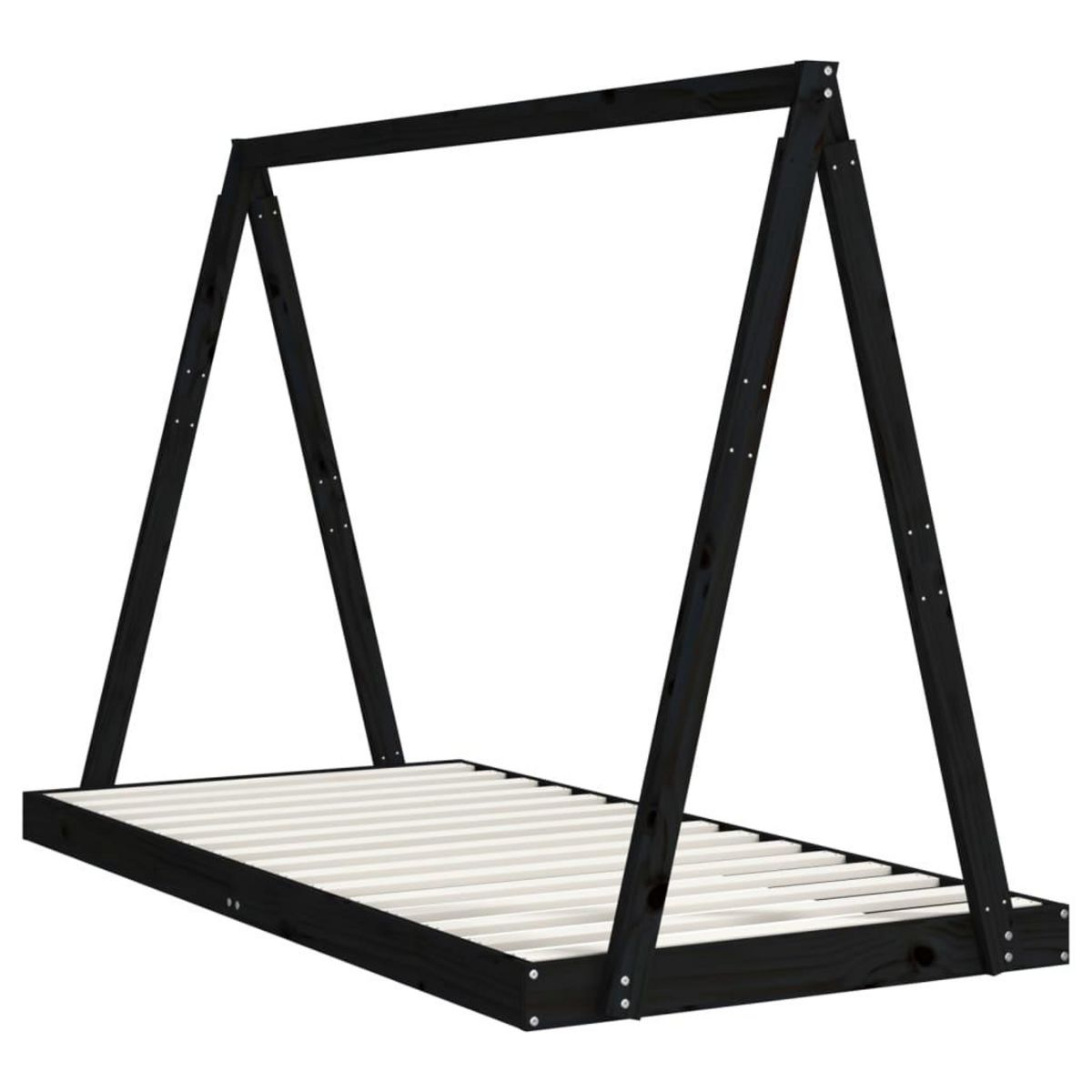 VIDAXL Cadre de lit pour enfants noir 90x190 cm bois de pin massif
